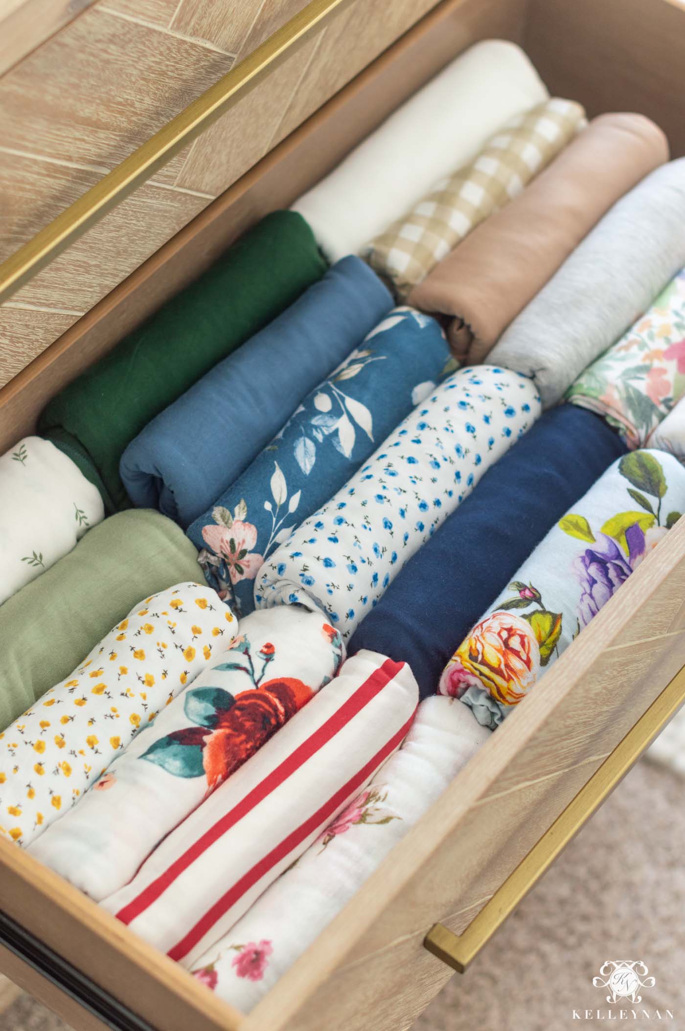 Nursery Dresser Organization -- How to Fold Your Swaddles and Clothes