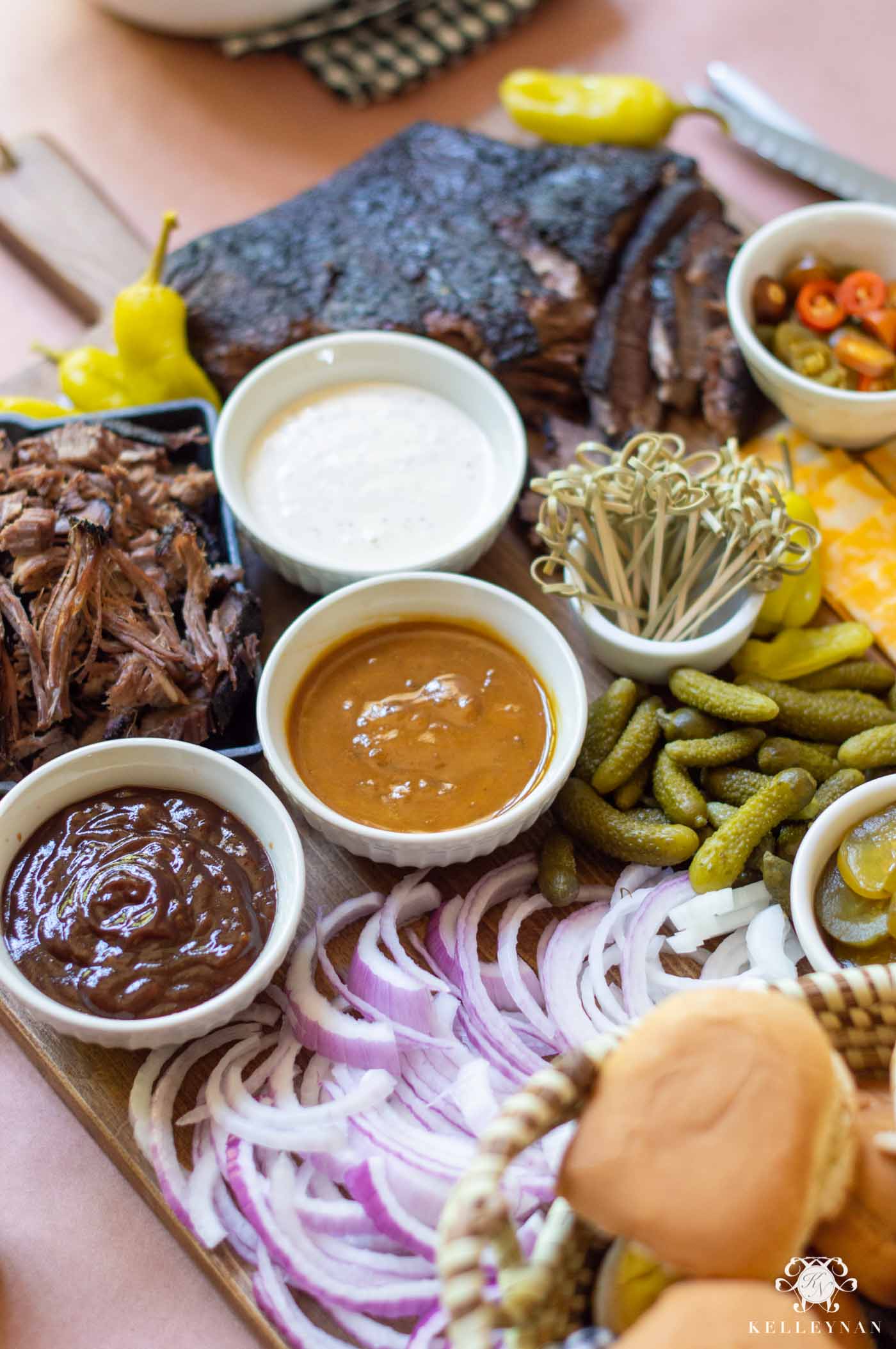  BBQ Charcuterie Board with Sliders and All the Toppings