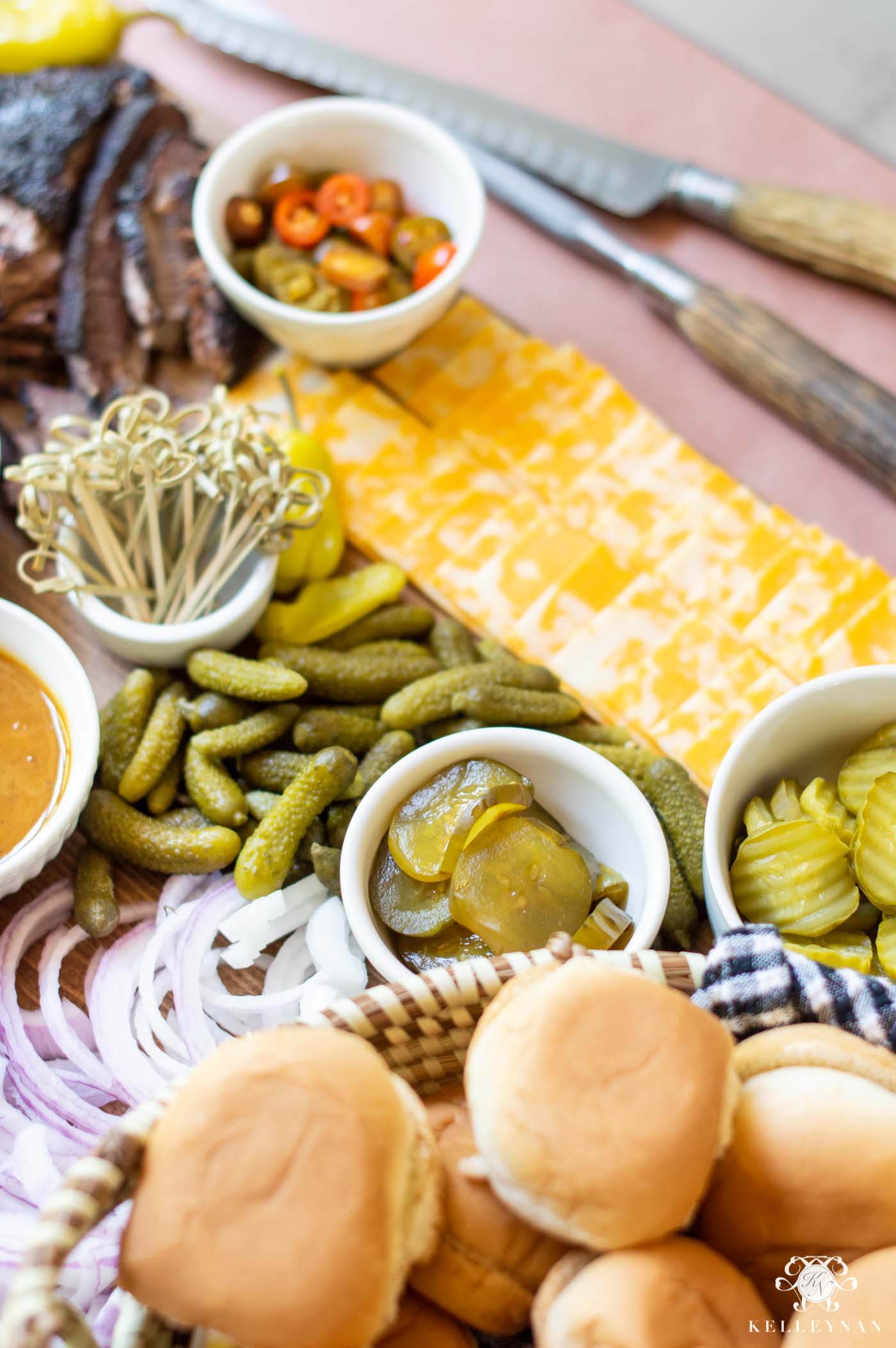 Backyard Barbecue Board with Sliders -- An Easy Charcuterie Platter