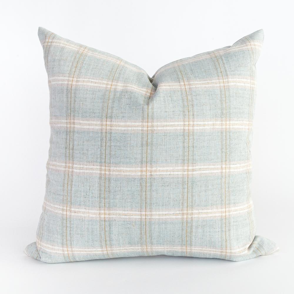 Light blue green plaid pillow