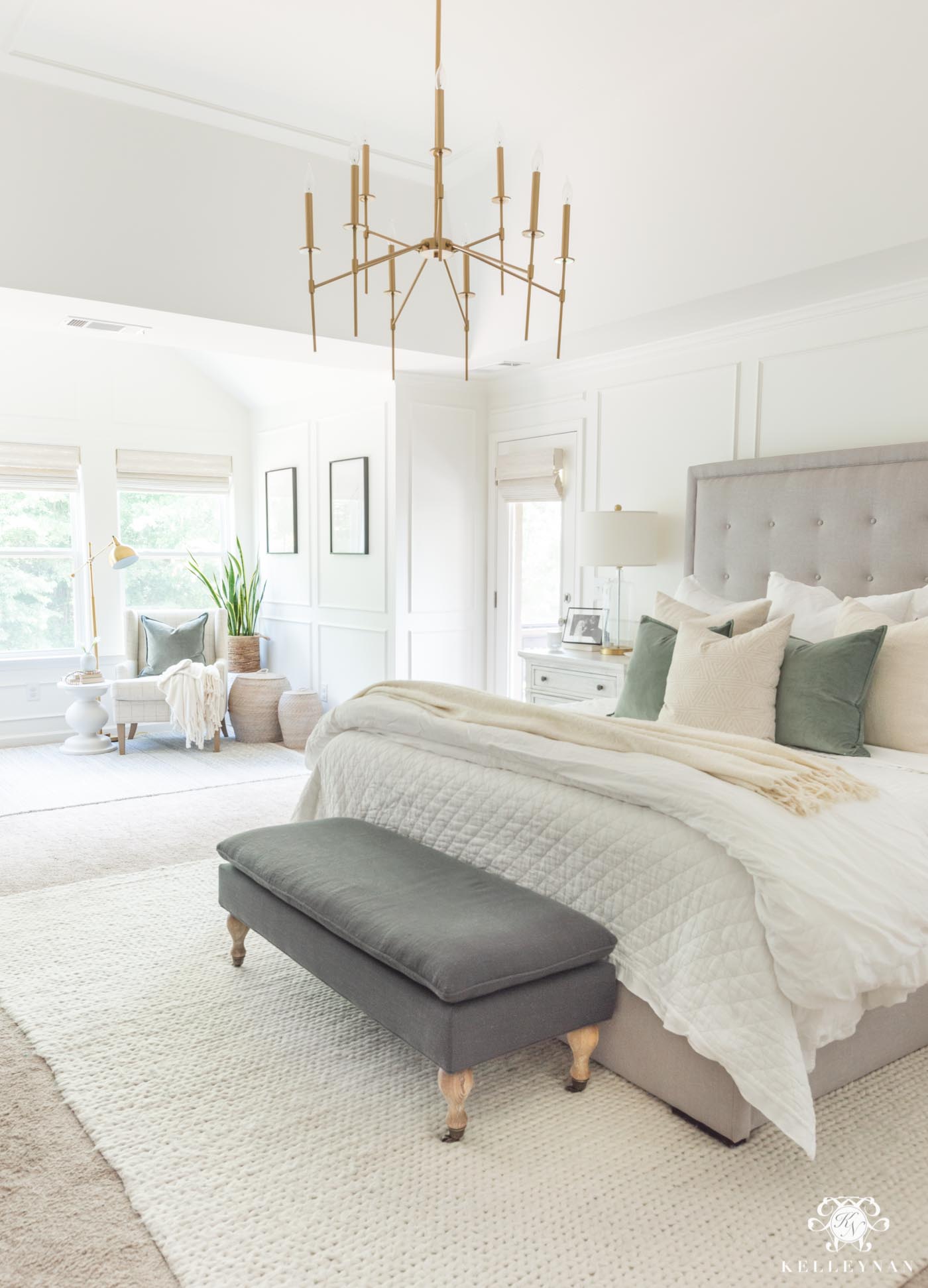 Neutral Master Bedroom With Sitting Area 