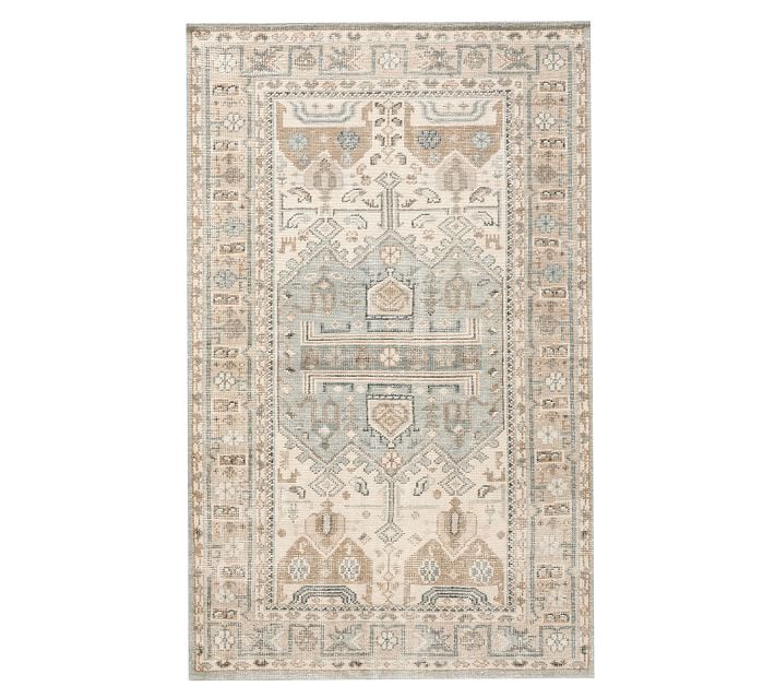 PB Hand Knotted Rug with Neutral and Blues