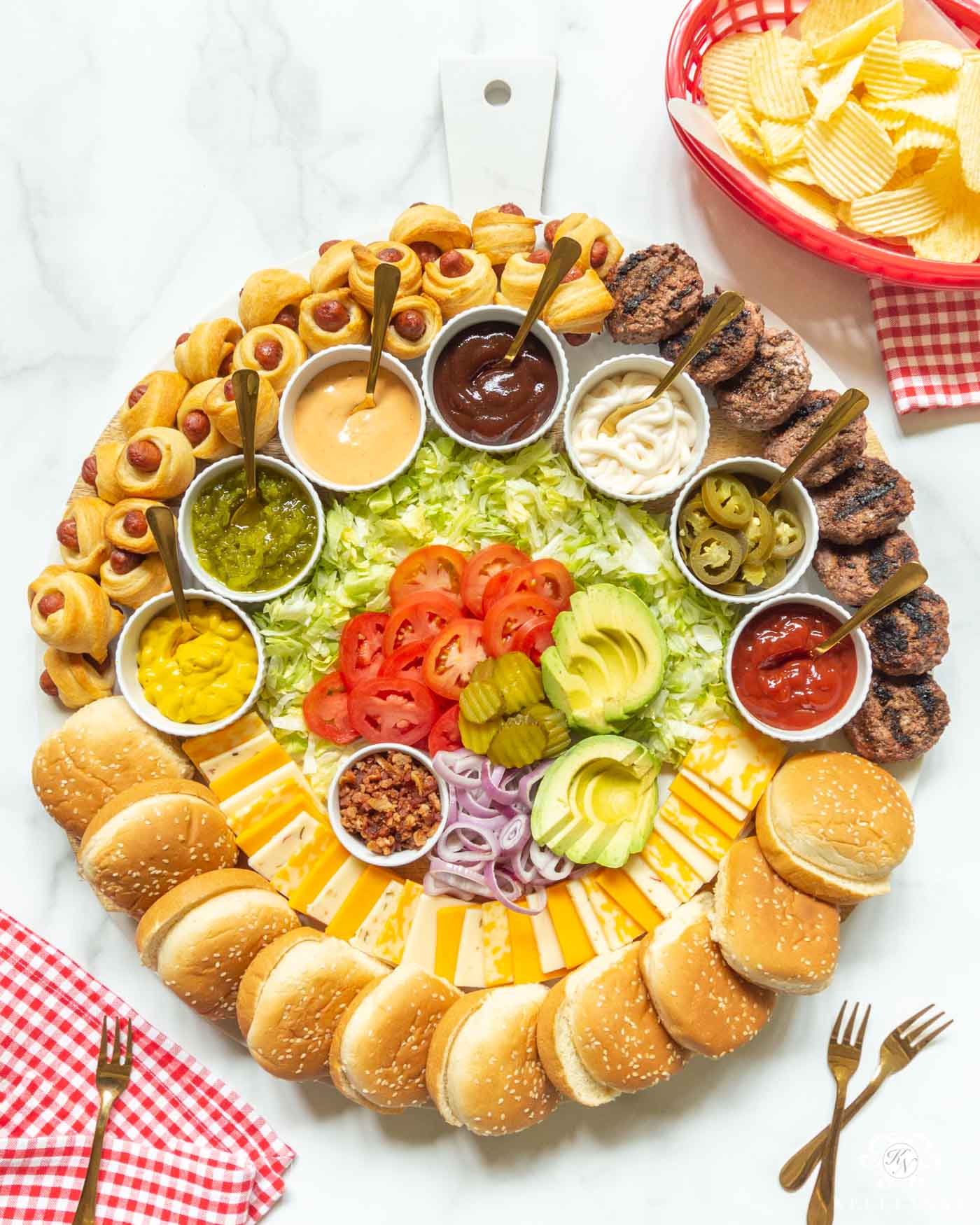 Build Your Own (Slider) Burger Bar! The Perfect Charcuterie Board for a Summer Cookout