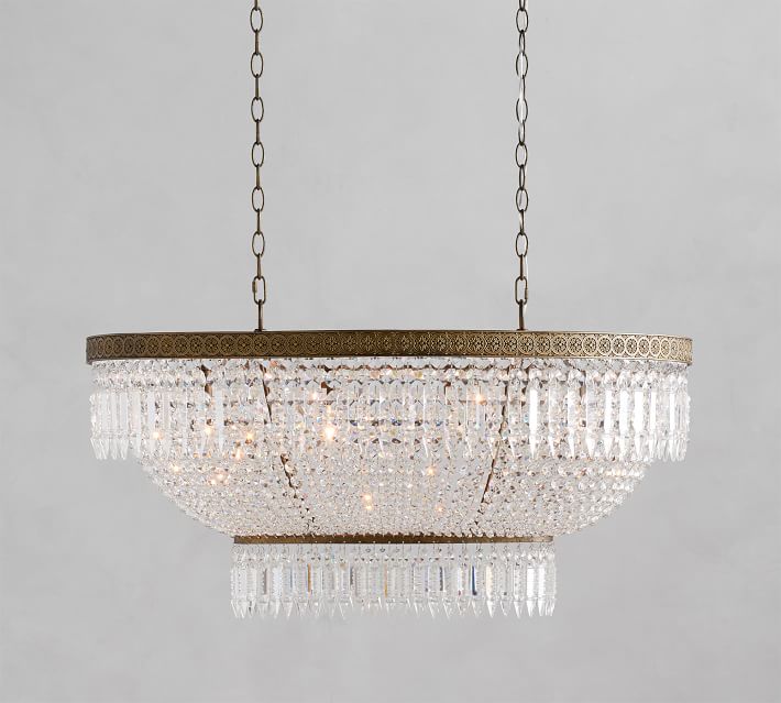 Aged Brass and Crystal Chandelier for the Dining Room