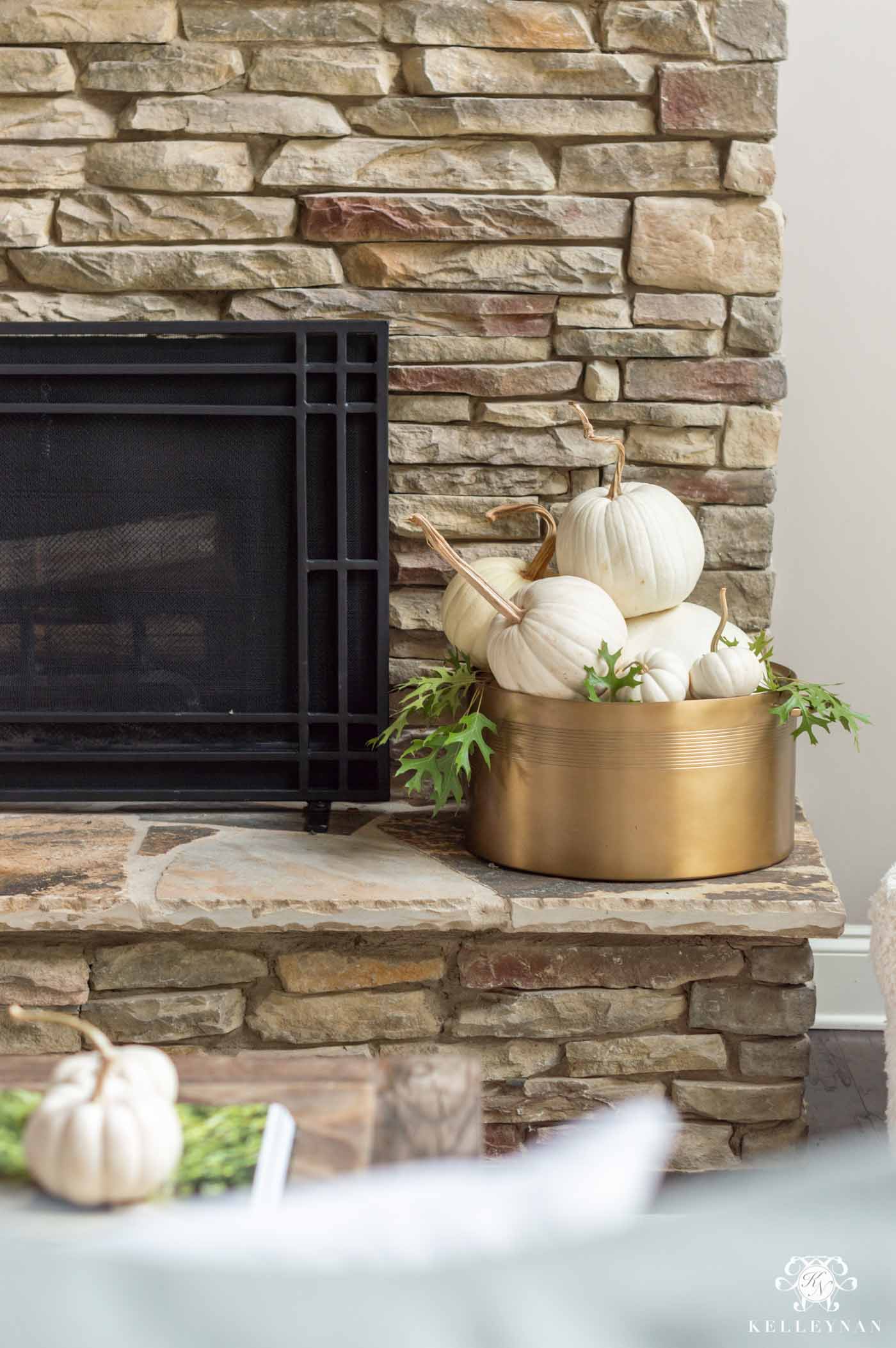 Easy Fall Fireplace Decor