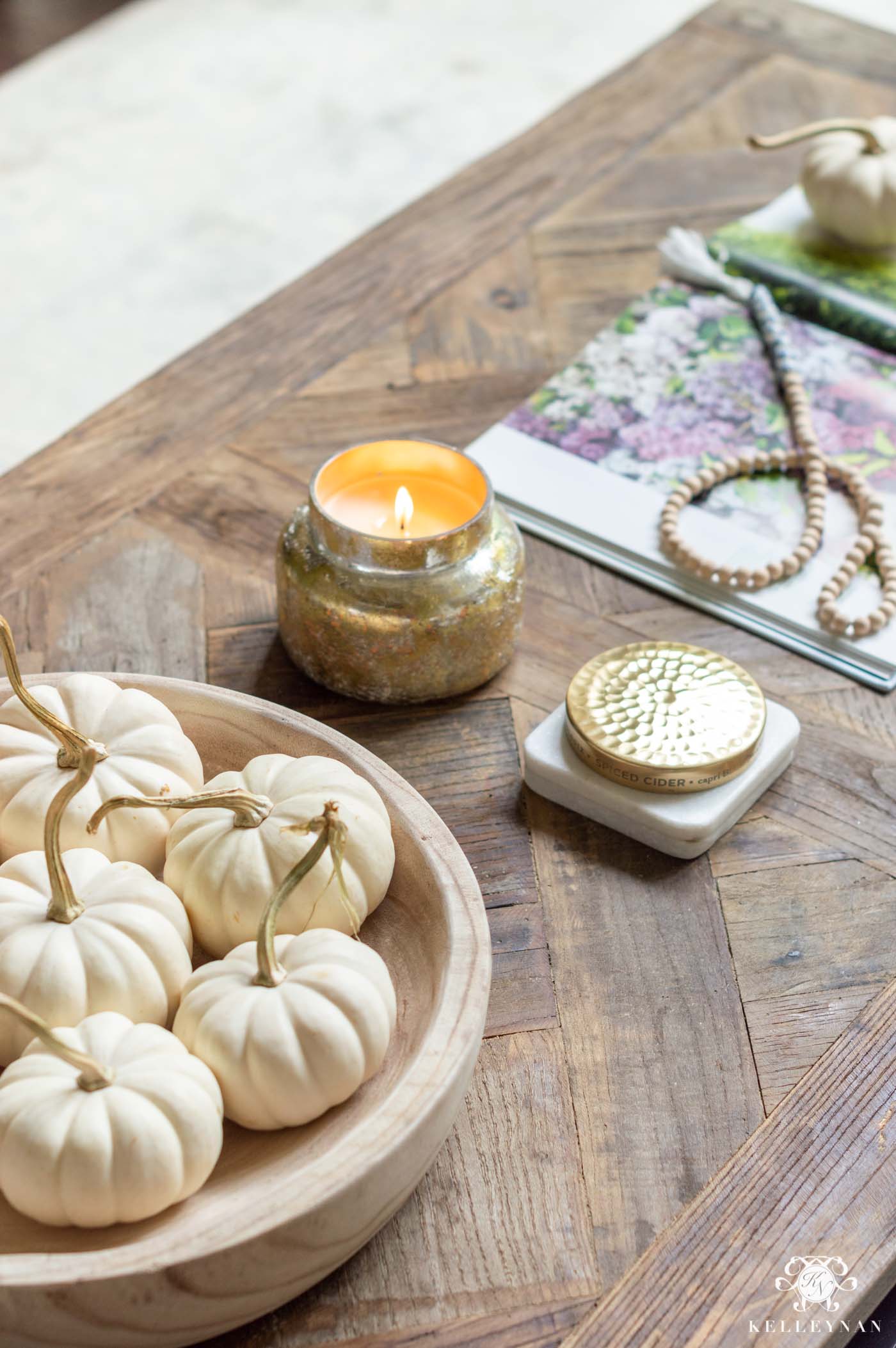 Fall Living Room Decor and Coffee Table Details