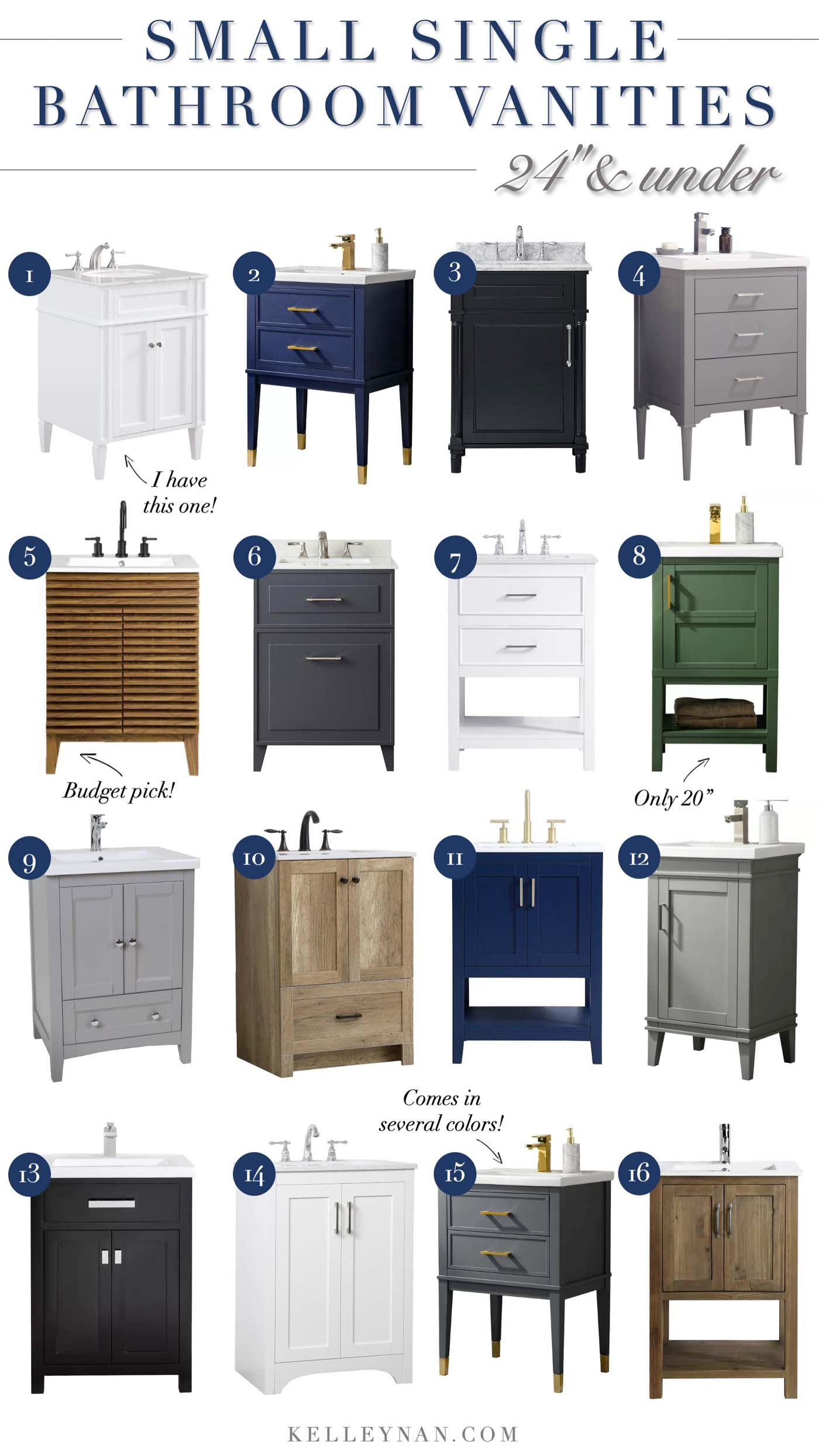 A Small Bathroom Vanity for Every Taste and Style -- 16 Favorites for Small Bathrooms and Power Rooms!