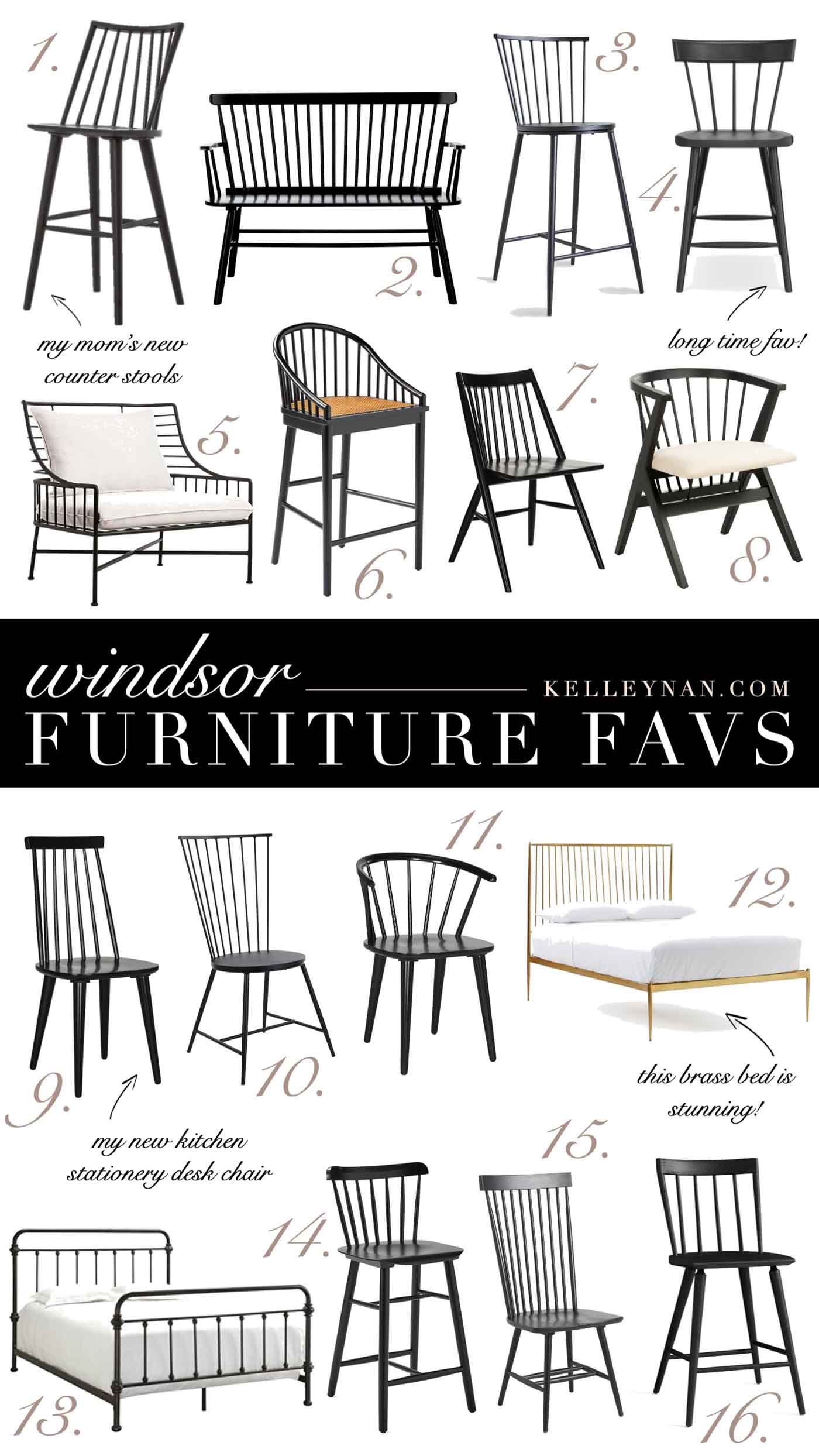 The Best Black Windsor Chairs, Stools, Benches and Other Windsor Style Furniture Favs!