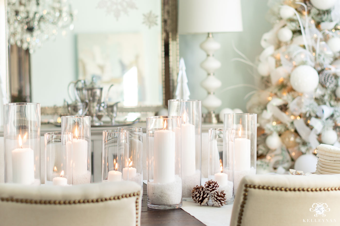 Simple Candle Centerpiece for Christmas Dining Room Centerpiece Decor