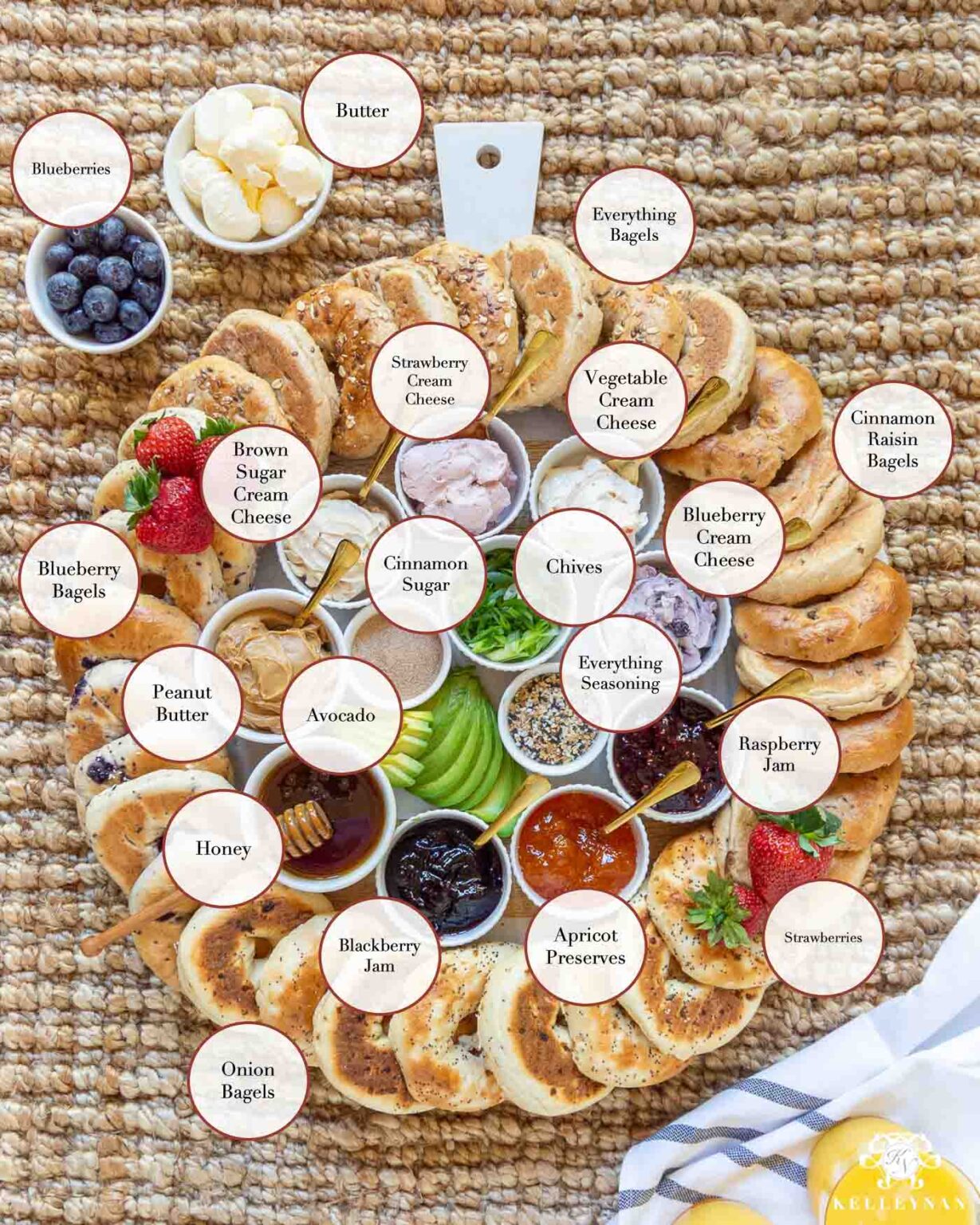 Bagel Breakfast Charcuterie Board (with All the Toppings!) Kelley Nan