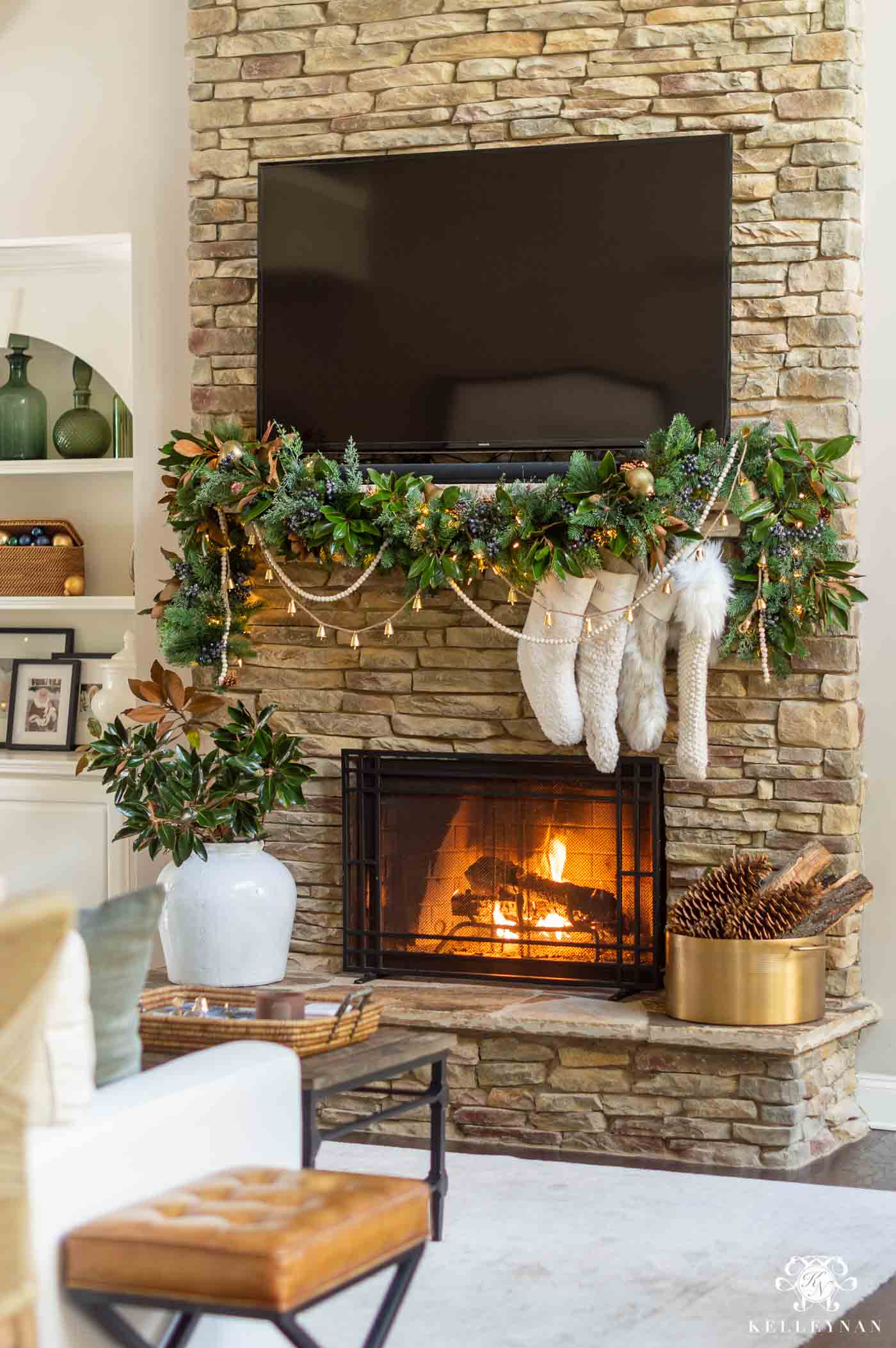 EASY Christmas Fireplace Mantel Garland Tutorial