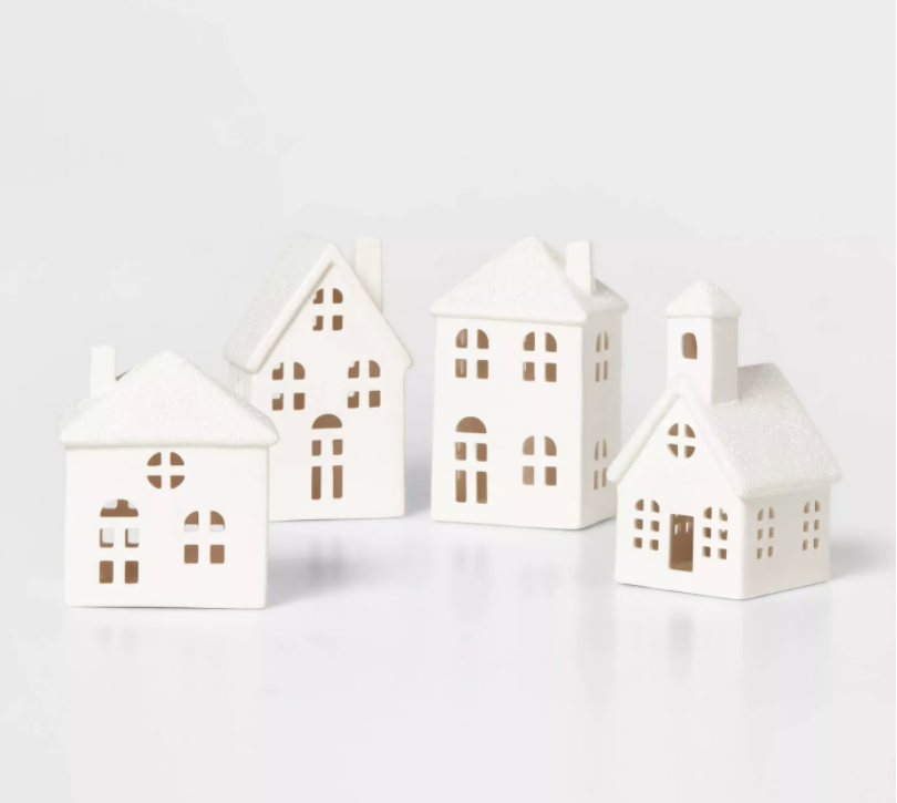 White Christmas Village Houses Decor