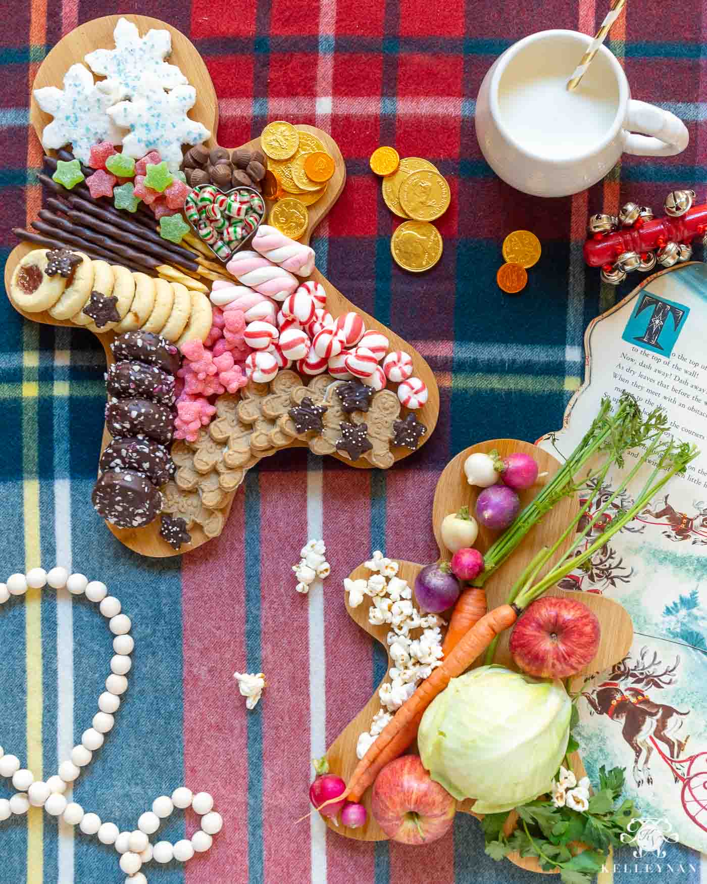 Night Before Christmas Santa and Reindeer Charcuterie Boards -- Cookies for Santa; Veggies for Reindeer!