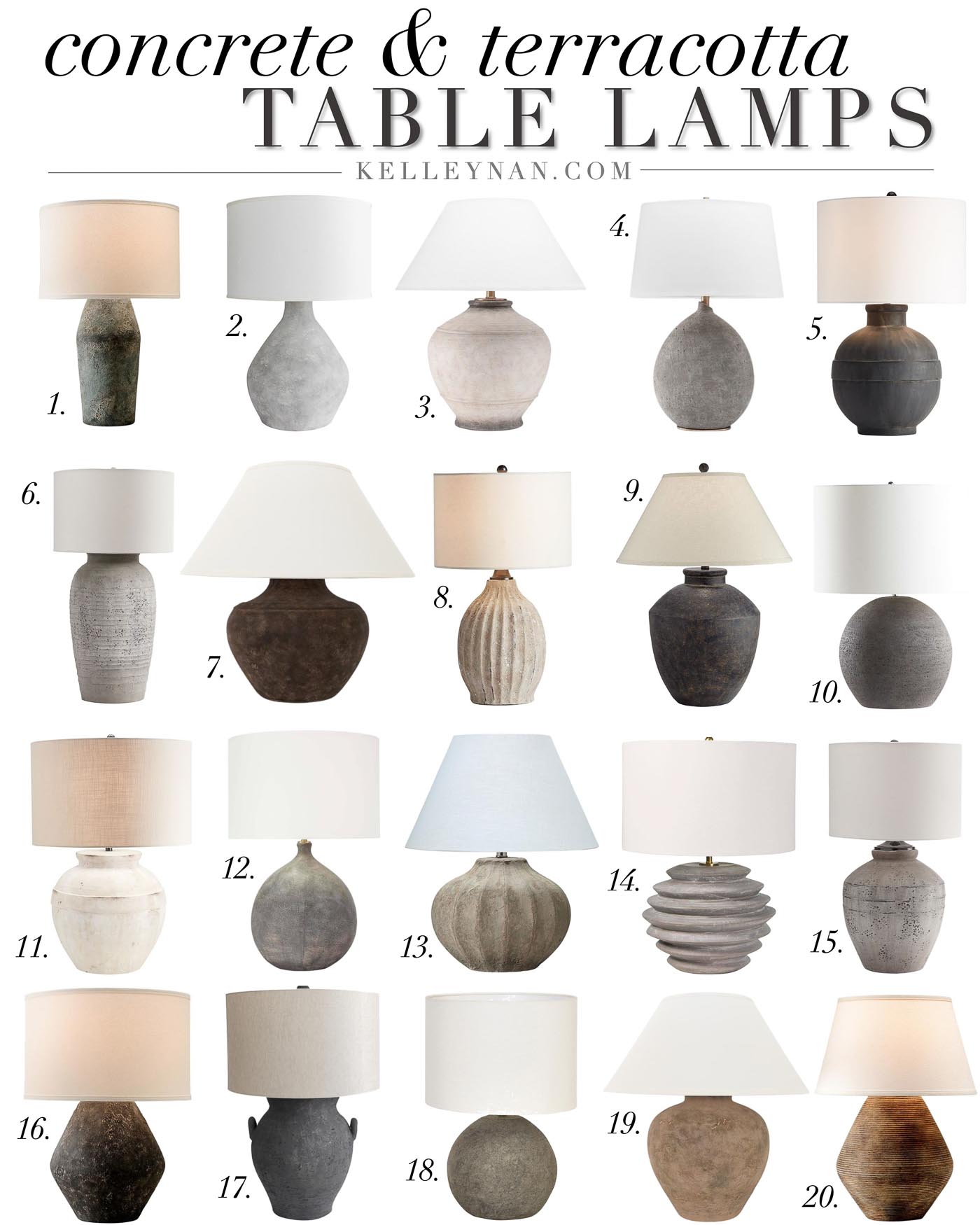 20 Concrete Table Lamps & Terracotta Lamps