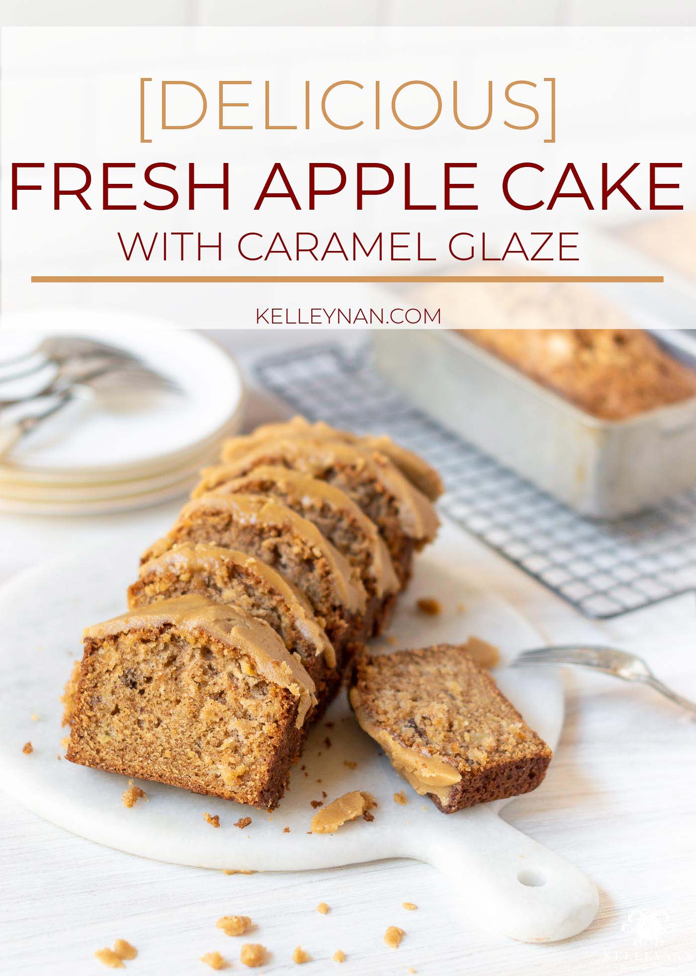 Fresh Apple Cake Recipe with Caramel Glaze