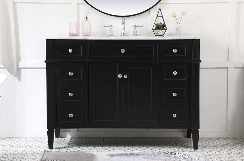 black single sink bathroom vanity