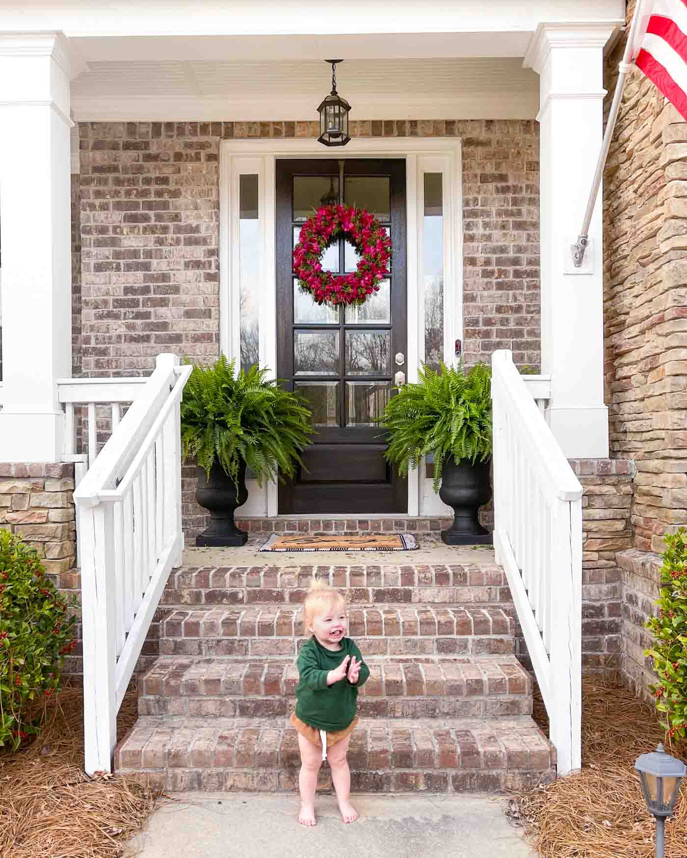 Front Porch Spring Decor with Costco Ferns