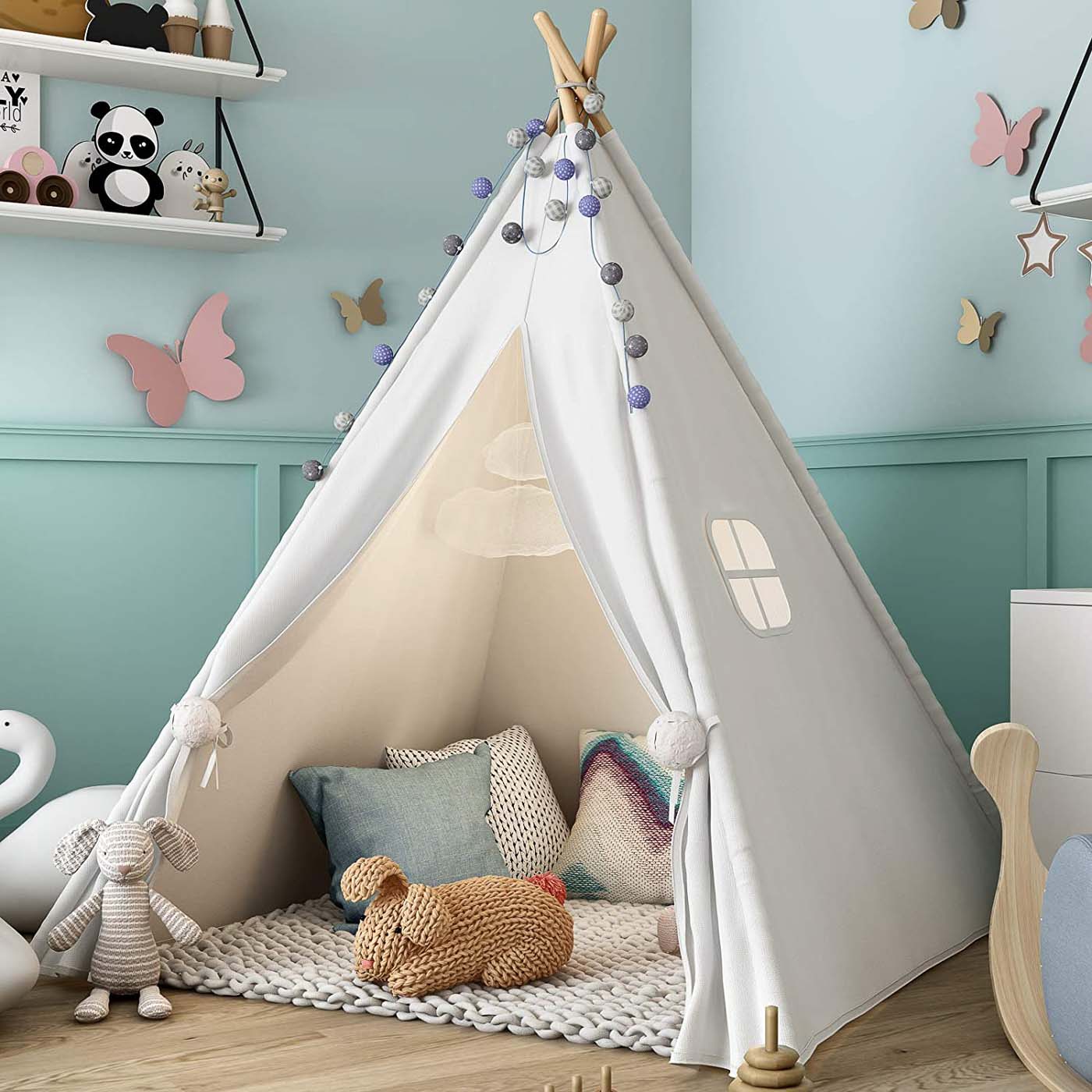 white teepee tent for playroom