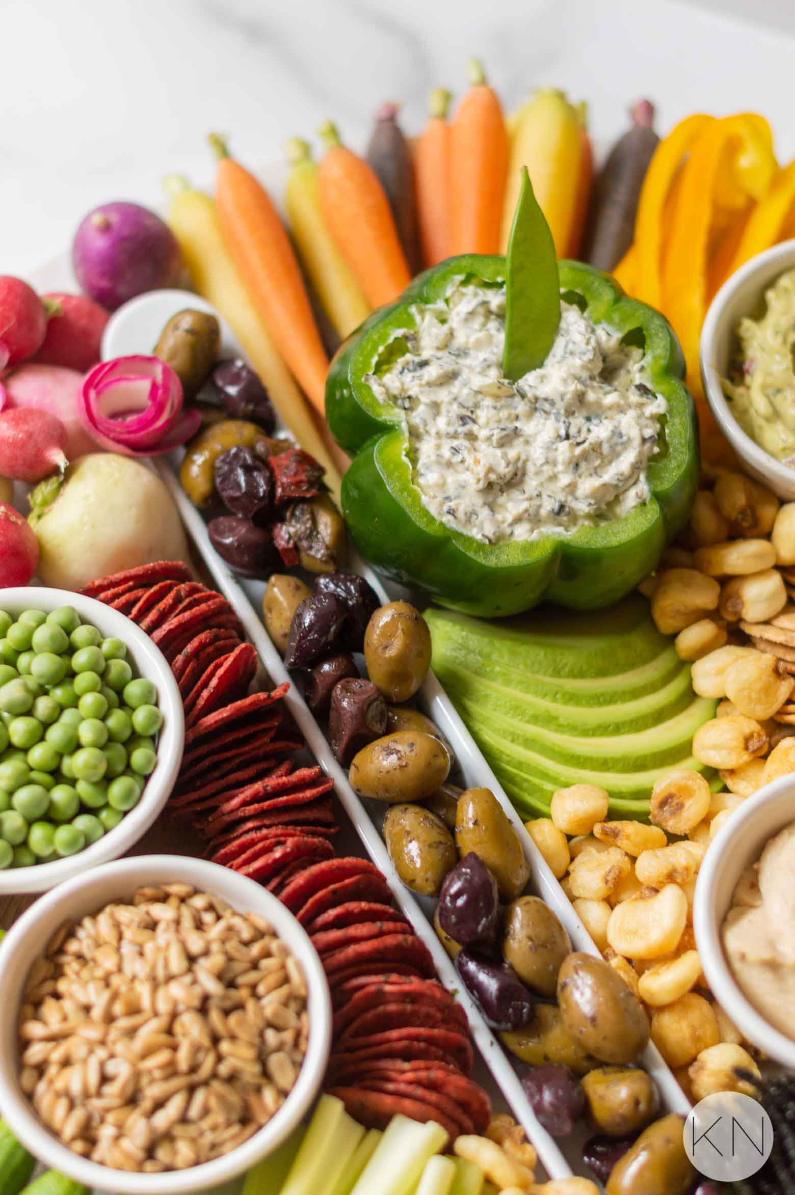 Vegetarian Crudité Board for a Meatless Party Tray