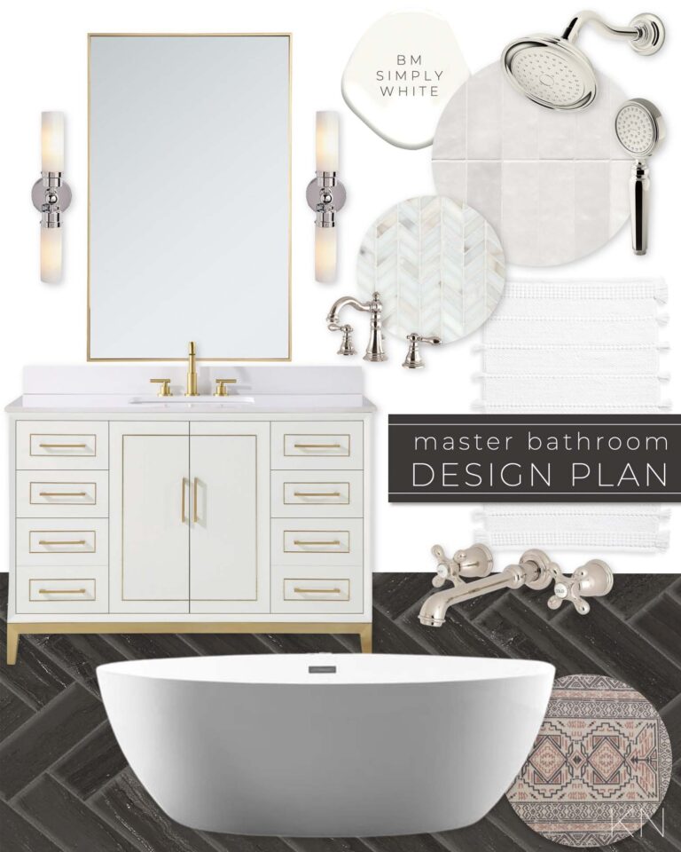 Transitional Master Bathroom Design Plan - Kelley Nan