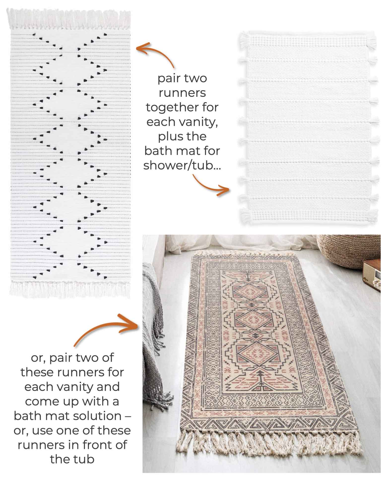 Bath mat and rug combinations