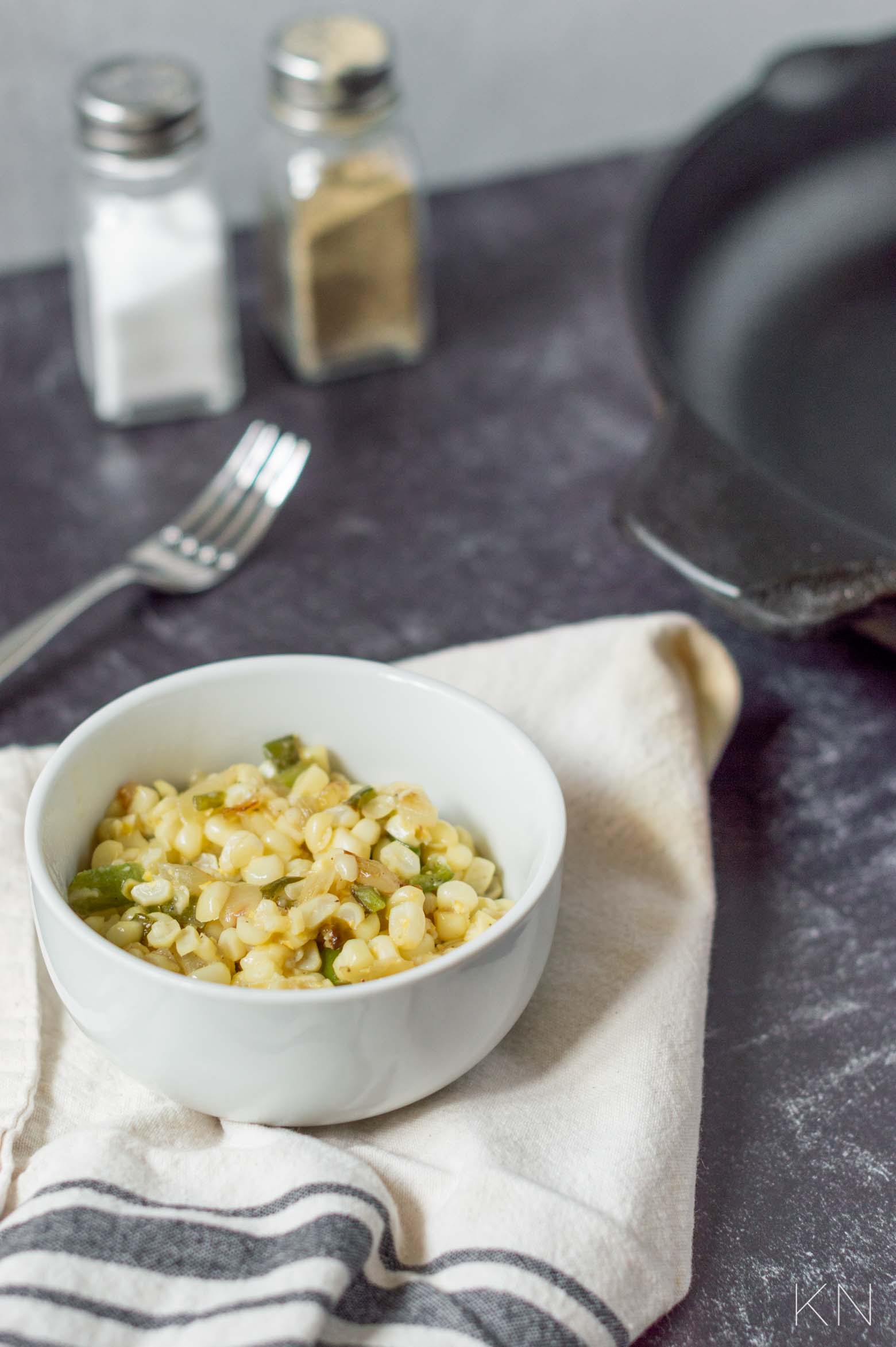 Easy Summer Side Dish! Sauteed Corn with Peppers and Onions