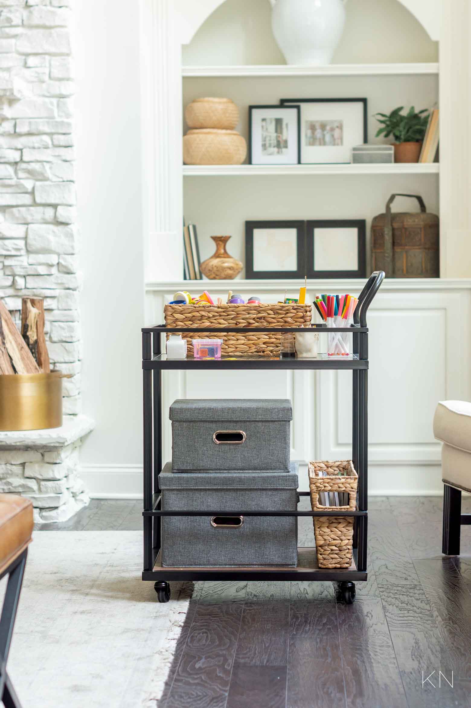 Using a Bar Cart for Kids Art and Art Supplies (Plus Tons of Bar Cart Usage Ideas!)