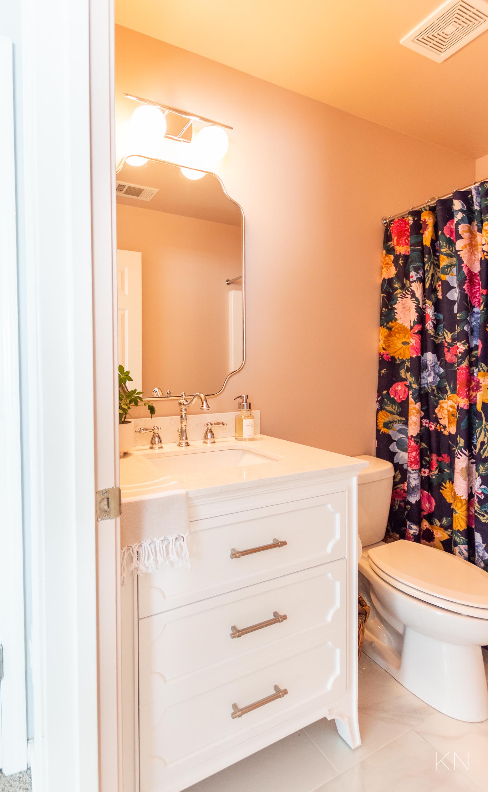 Small Pink Bathroom Makeover Reveal