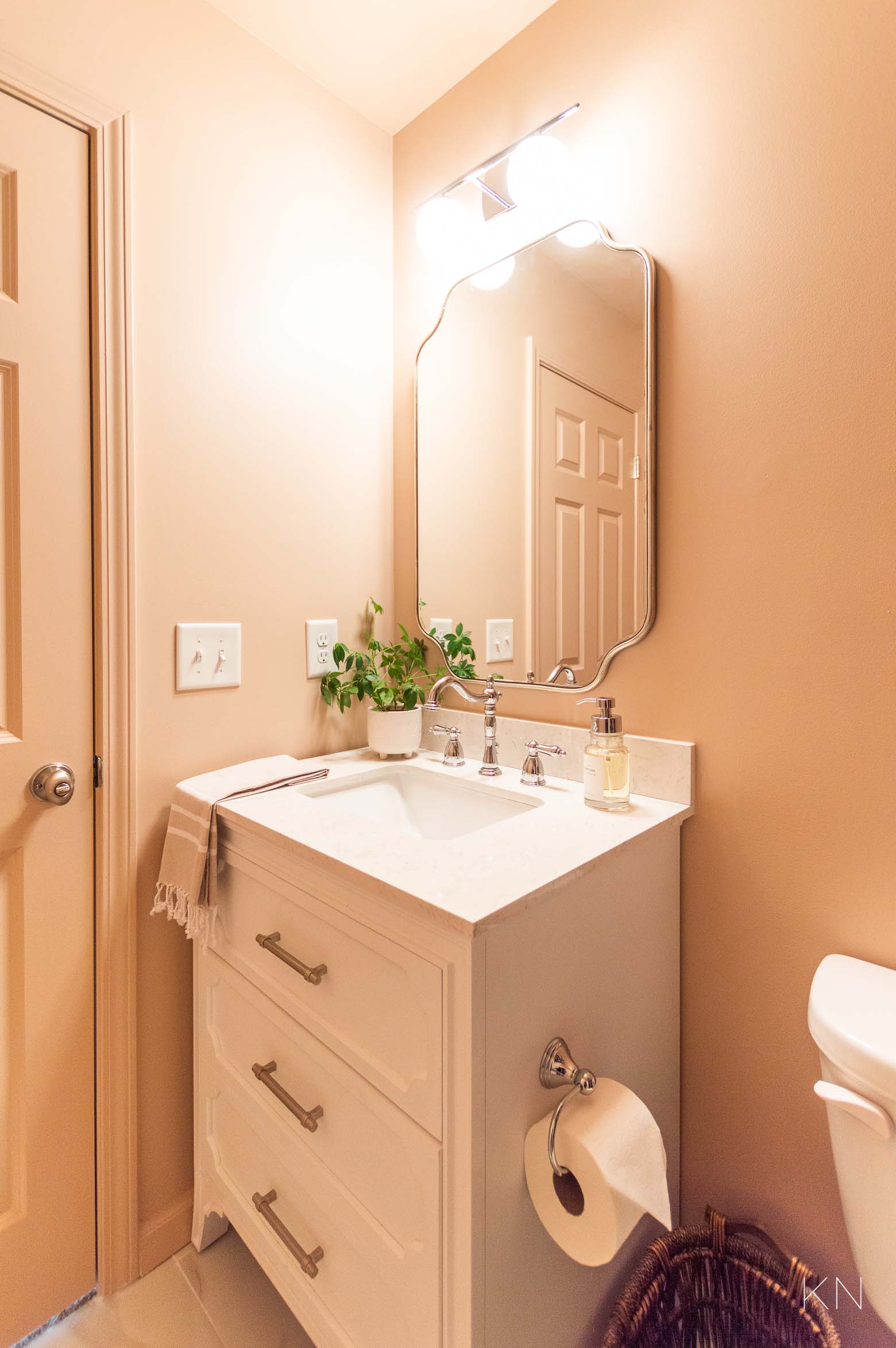 Affordable Small Pink Bathroom Makeover Reveal and Remodel