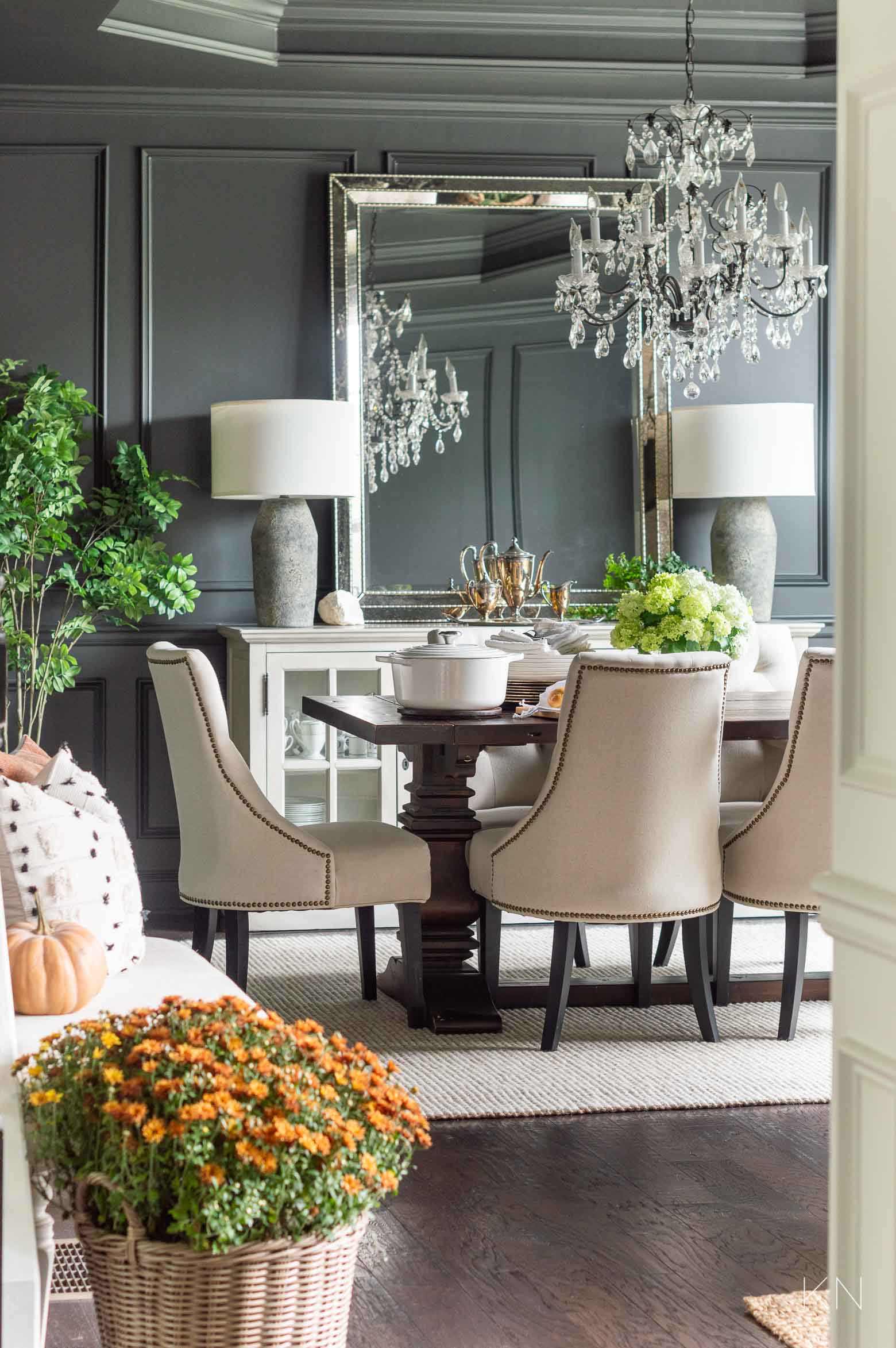 Fall Dining Room with Pot Roast for Family Dinner