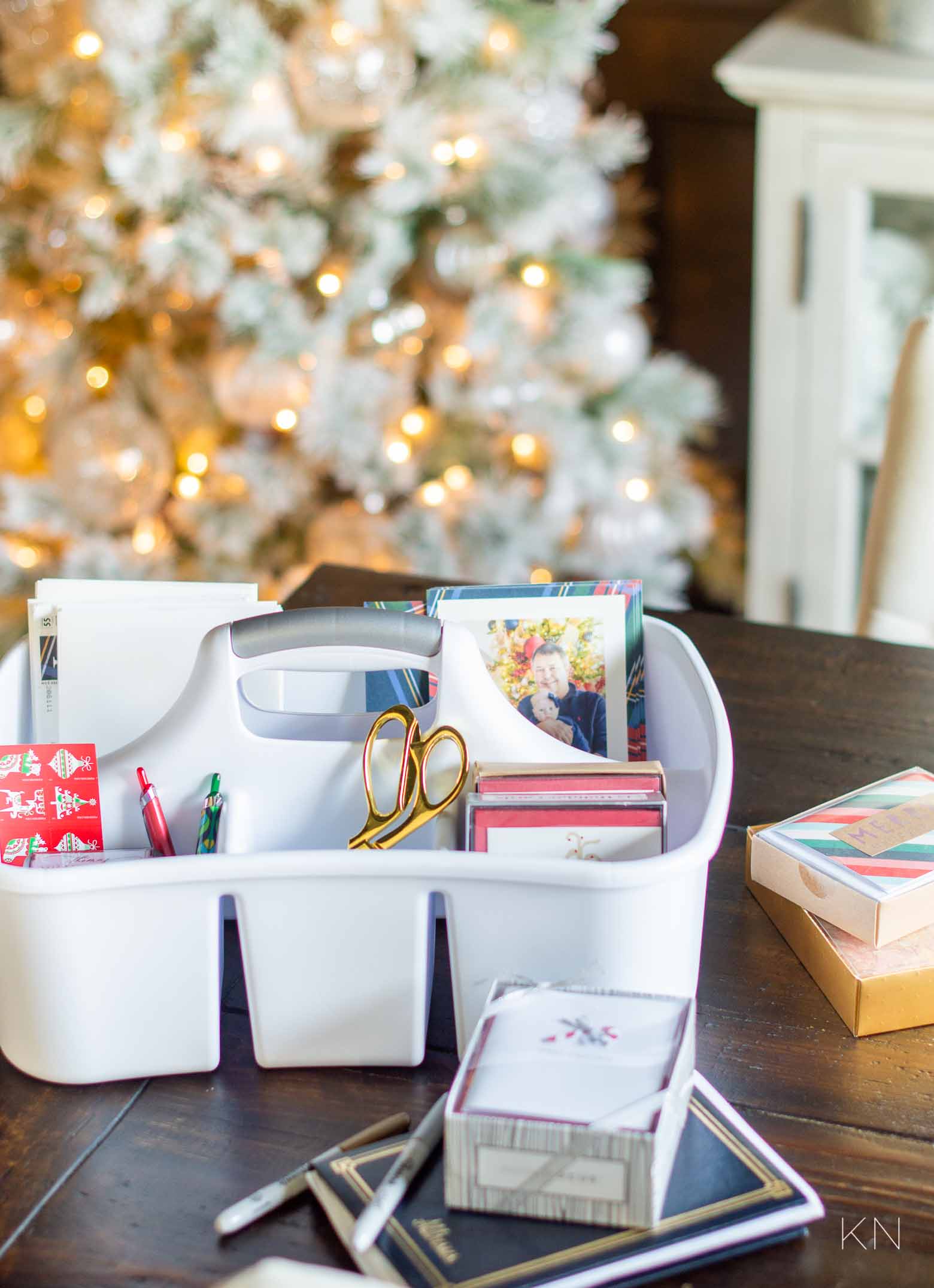 Christmas Card Caddy Idea for Prepping Holiday Cards