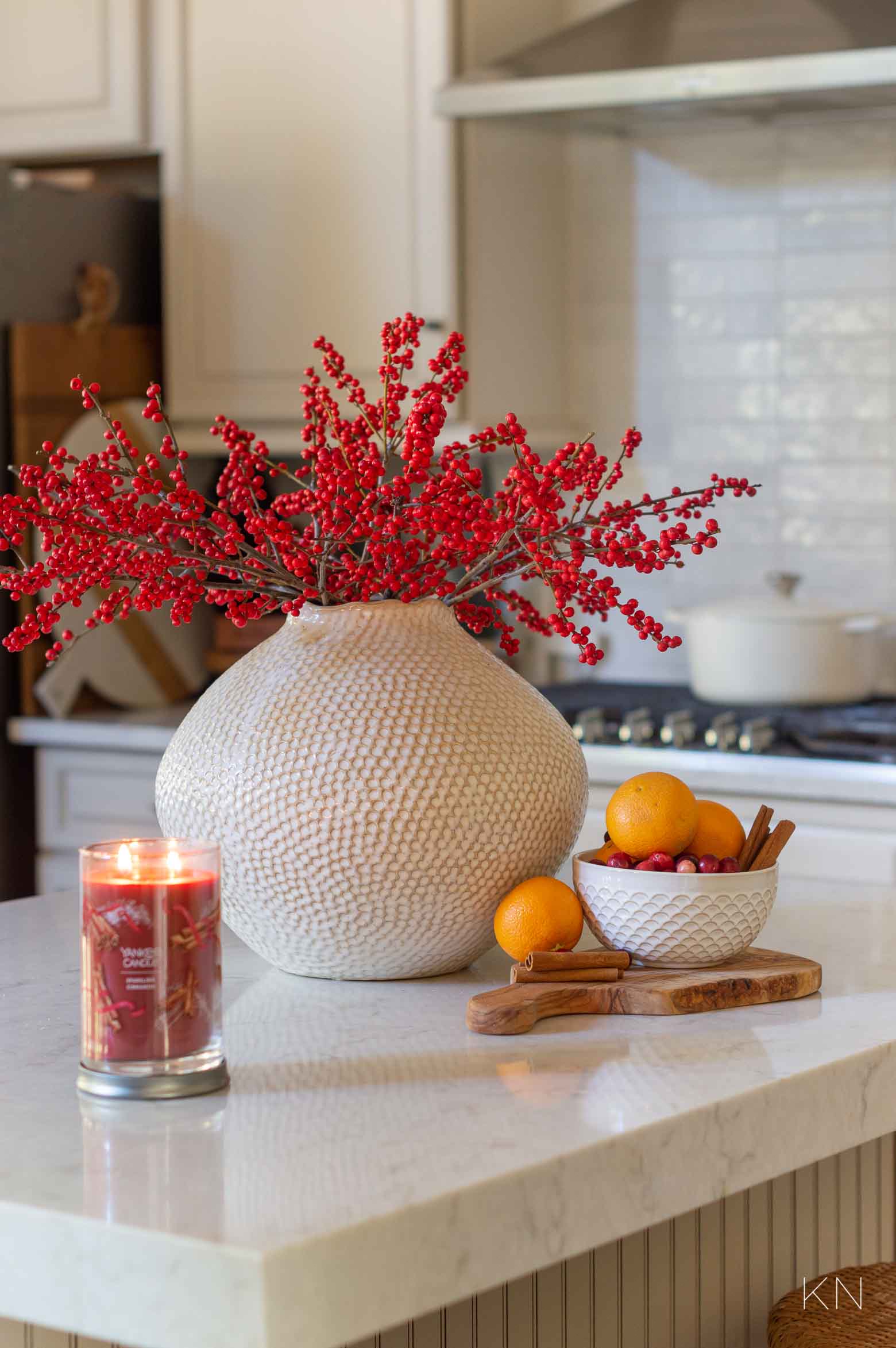 Four Kitchen Island Christmas Decor Ideas