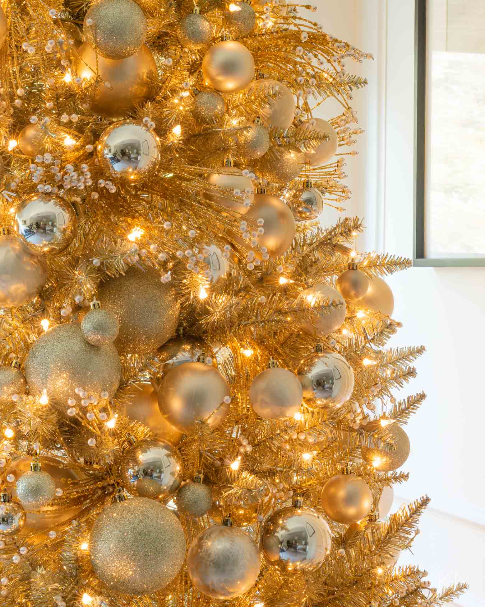 2021 Christmas Home Tour -- Gold Christmas Tree in the Bedroom