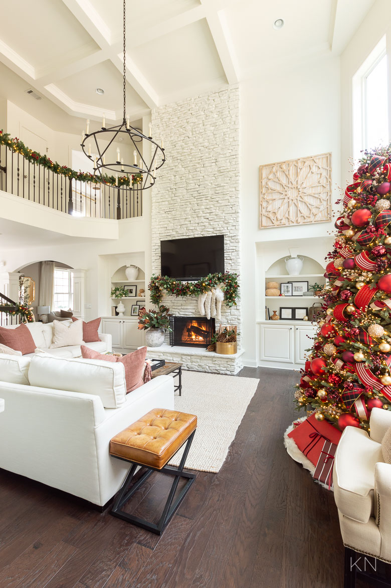 Christmas Home Tour 2021- Red and Gold Christmas Tree in the Living Room