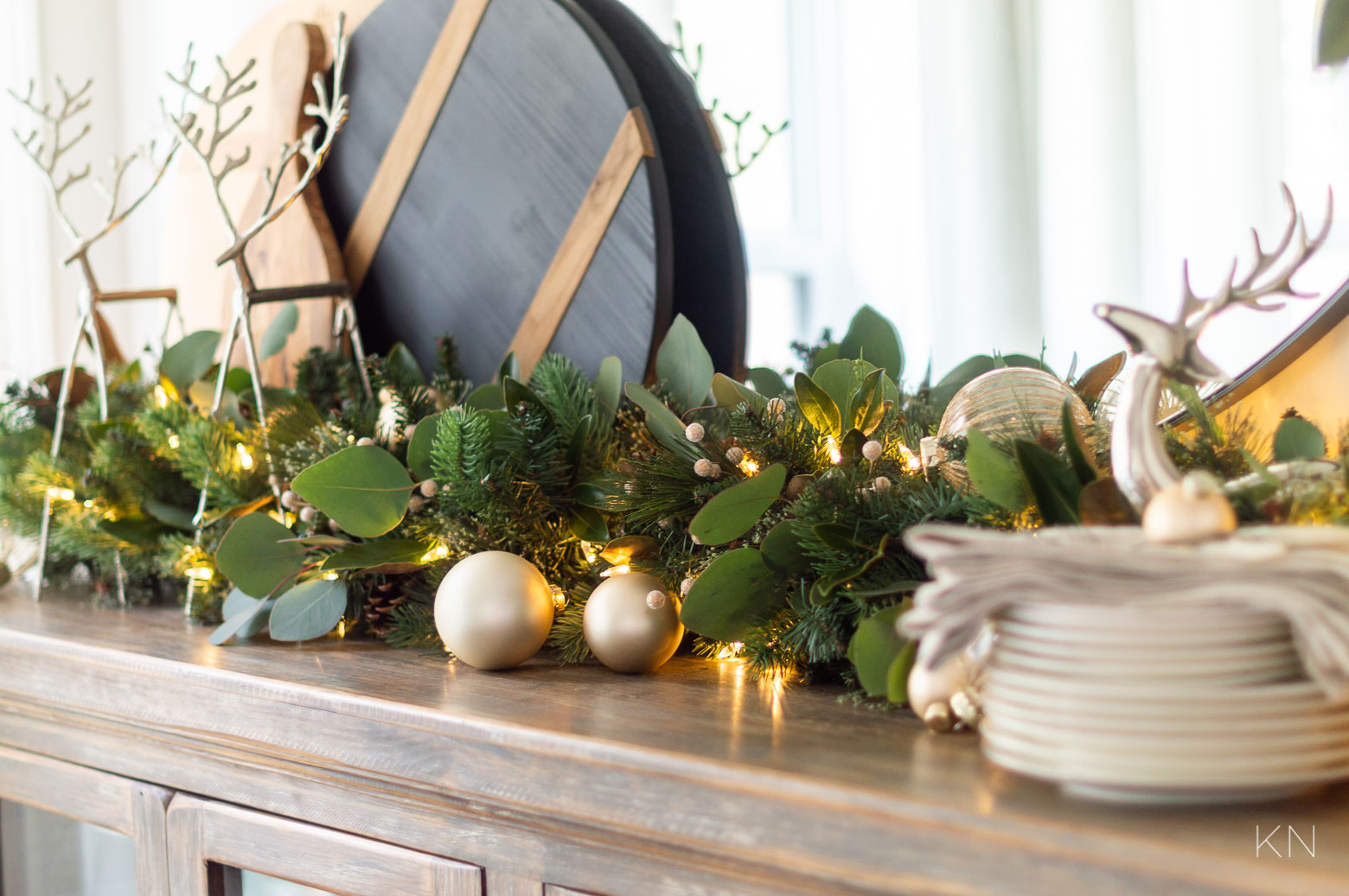 Sideboard Christmas Garland and Decor