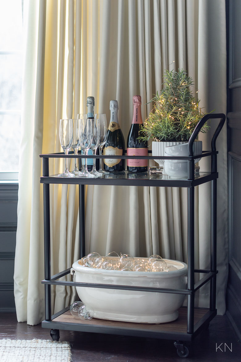 clean nye bar cart styling