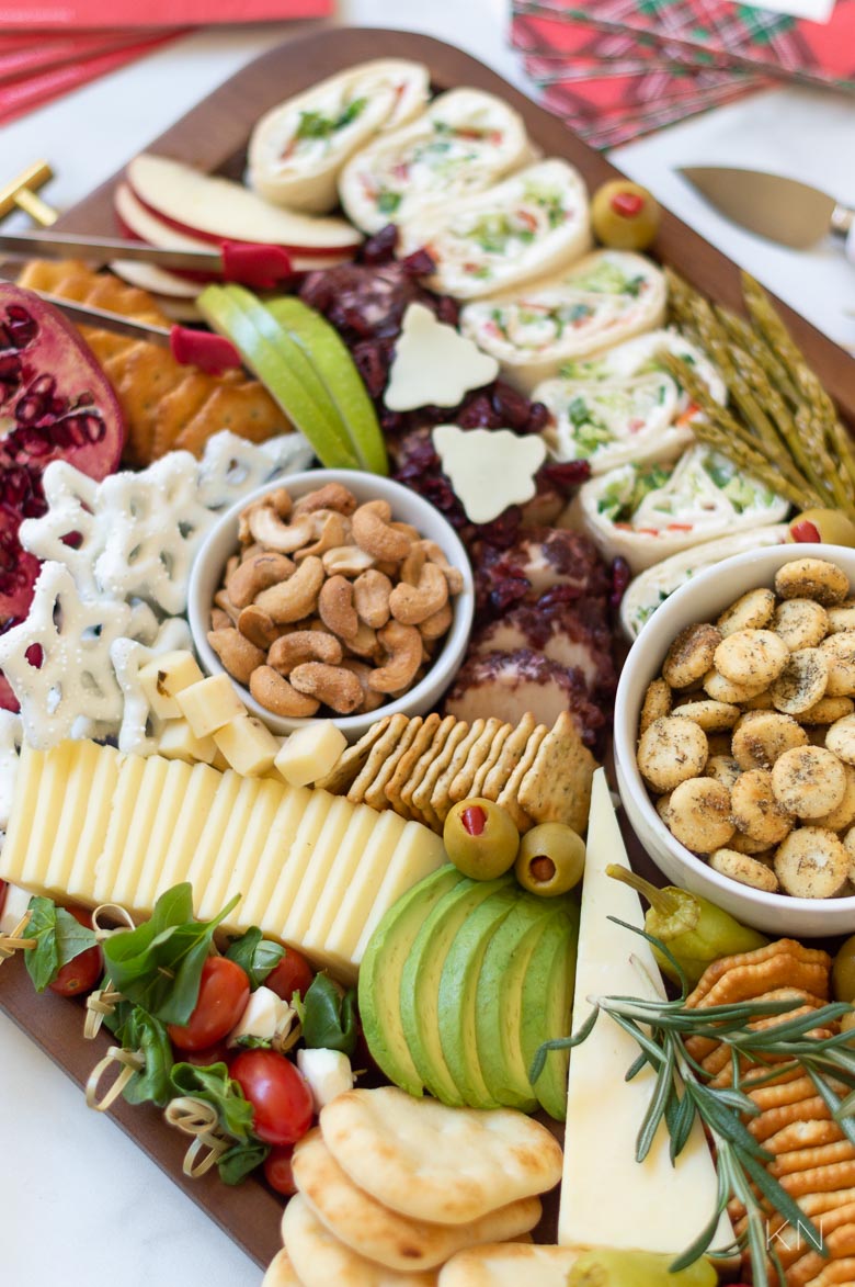 Ingredients for a Red and Green Christmas Cheese Board