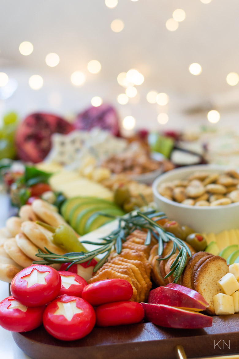 Red and Green Charcuterie Board for a Christmas Appetizer