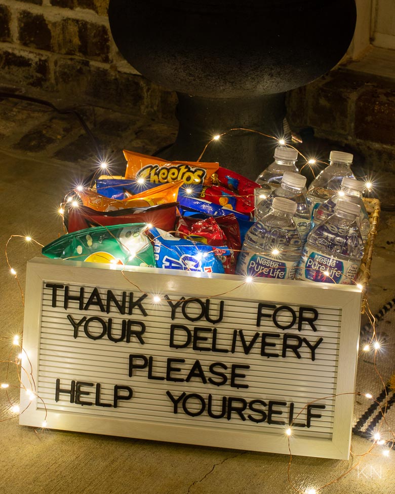 Christmas Porch Snack Basket for Delivery Drivers