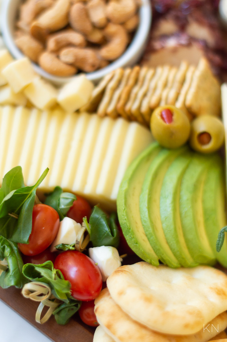 Red and Green Christmas Cheese Board Ingredients