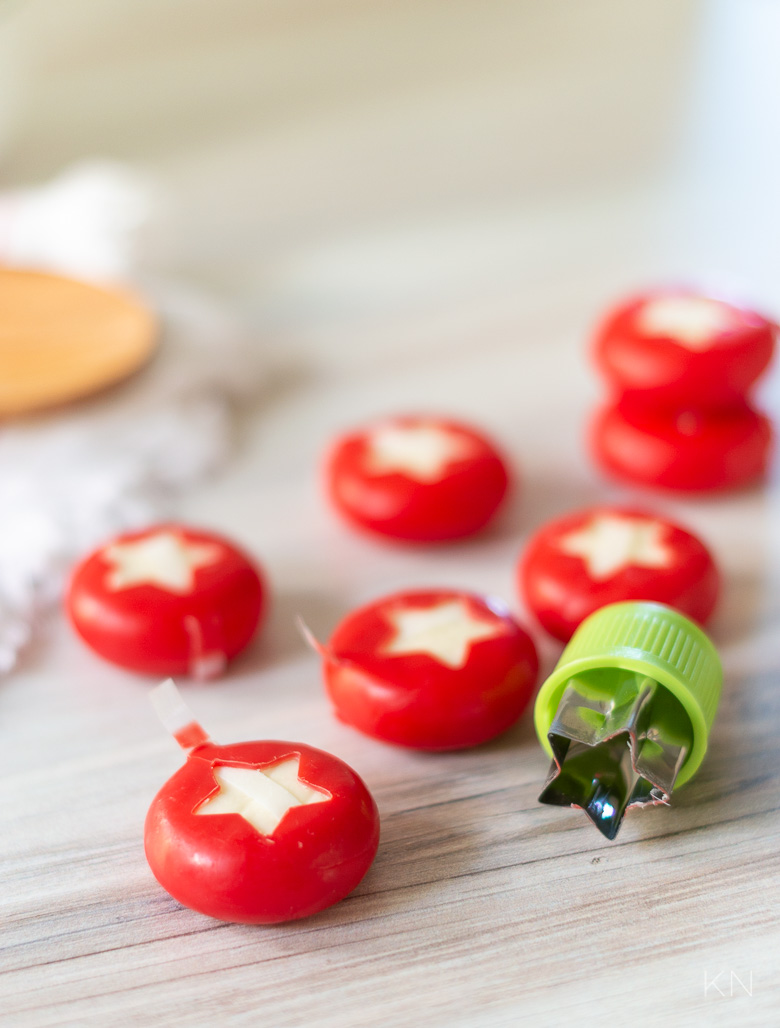 Veggie Cutter to Cut Shapes in Baby Bel Cheese