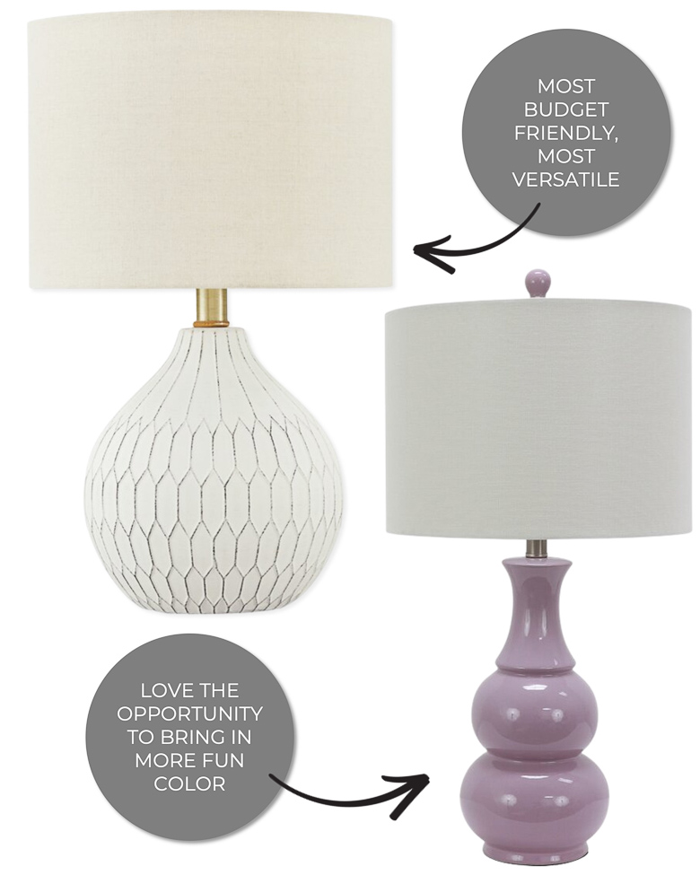 PURPLE AND WHITE BEDROOM LAMPS