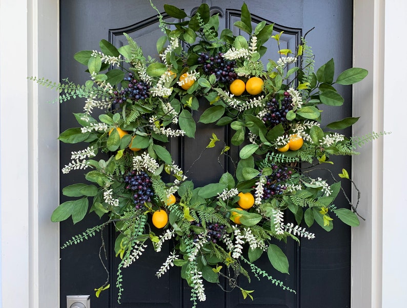 Faux Fruit Front Door Wreaths for Spring