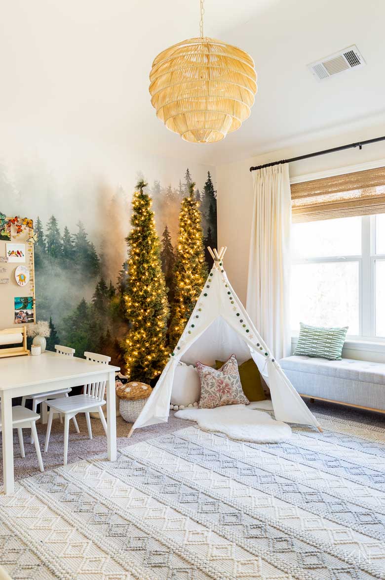 Kids Playroom with Forest Mural & Woodland Decor