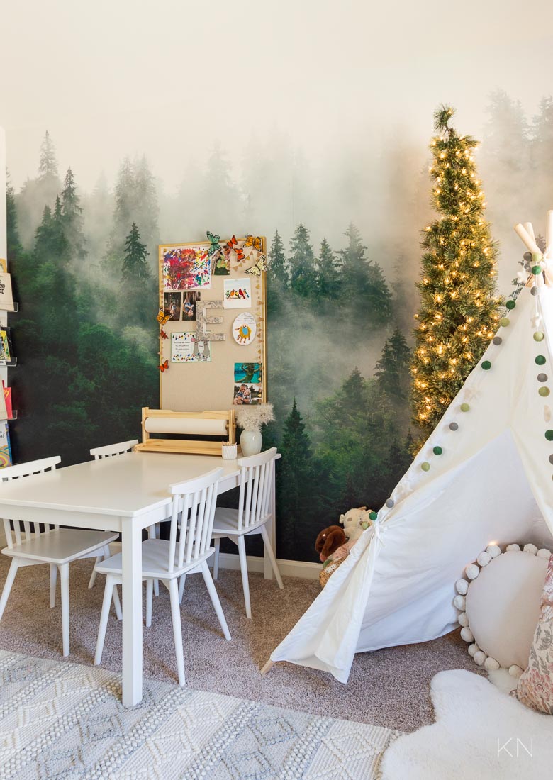 Kids Playroom and Decor Ideas with Forest Mural
