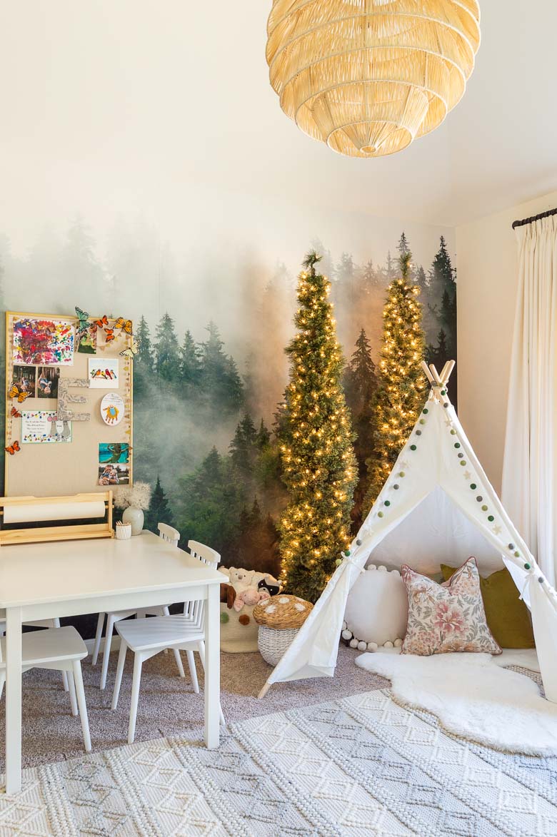 Kids Forest Playroom with Mural