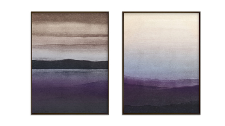 cool tone beach gallery wall with purple
