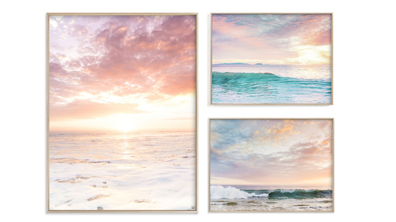 pink sky beach gallery wall