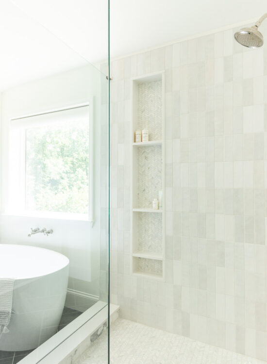 Master Bathroom Shower Makeover Ideas with Tall Shower Niche