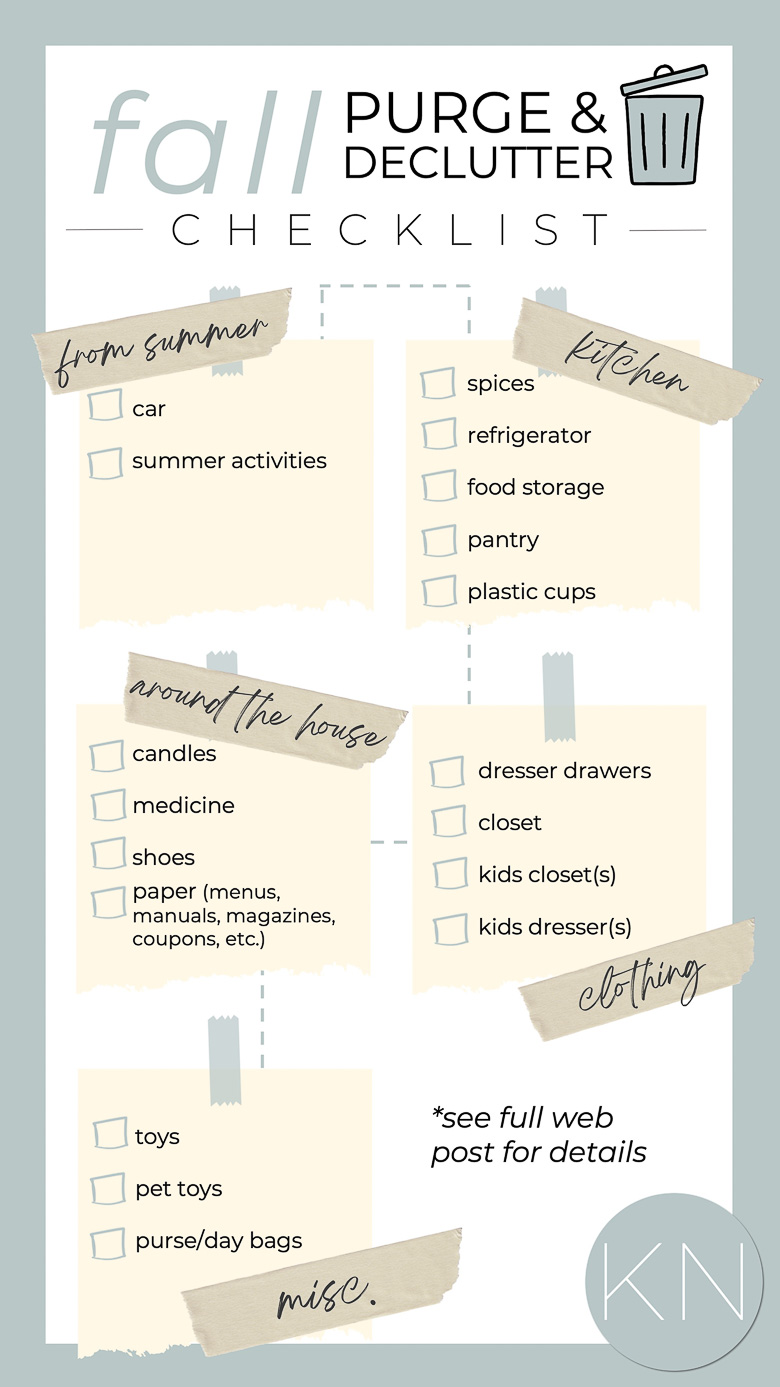 Fall Clean Out Checklist -- Easy Things to Purge and Declutter This Season